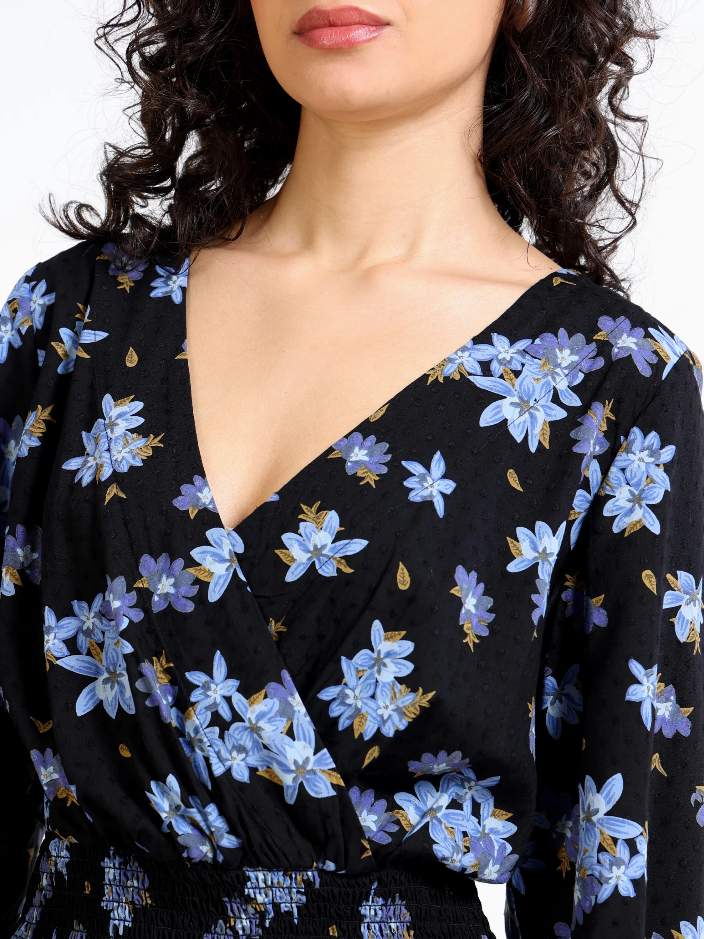 Women Black Floral Print Top - Image 4