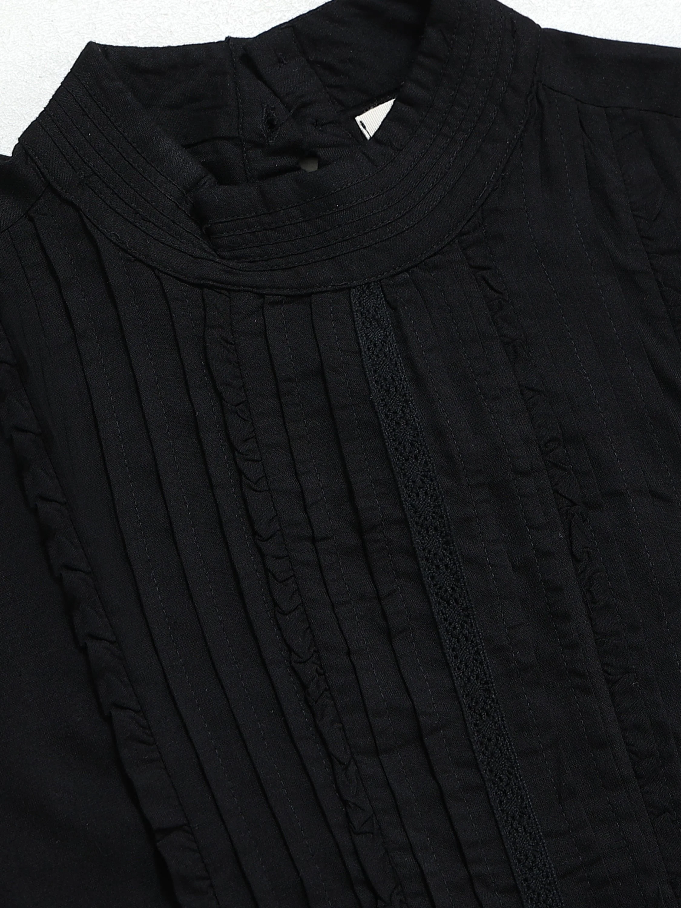 Women Black Top with Frill Inserts - Image 7