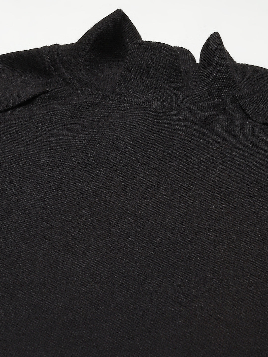 Women Black Turtle Neck Raglan Sleeve Midi Dress - Image 2