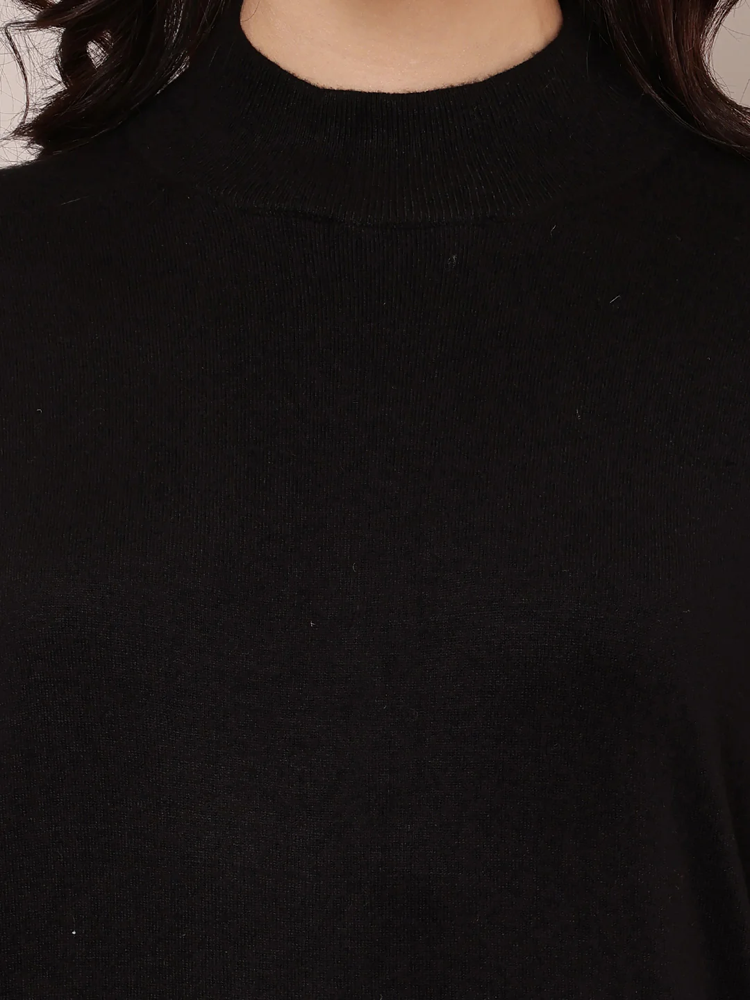 Women Black Turtle Neck Straight Dress - Image 5