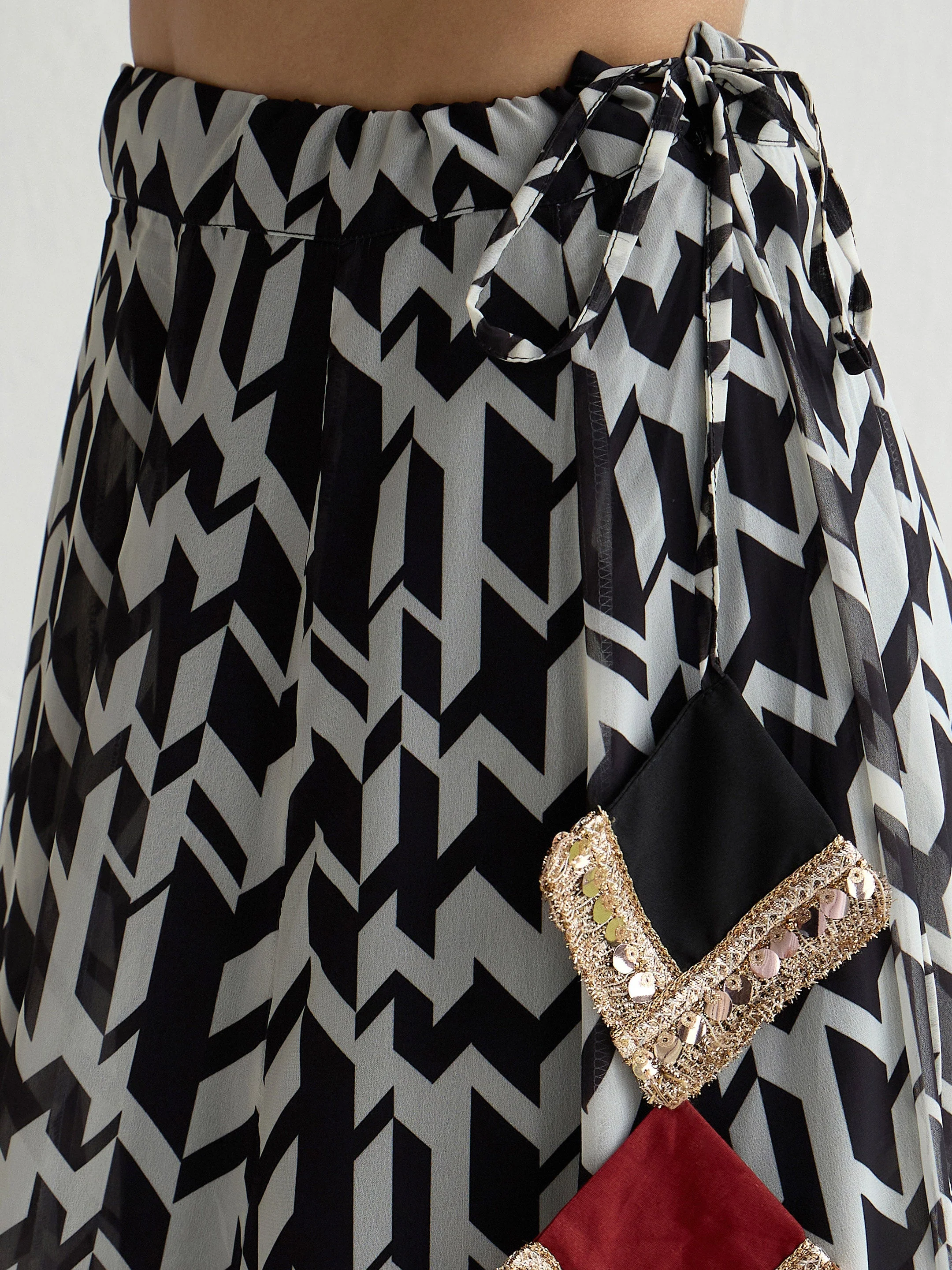 Women Black Velvet Crop Top With Anarkali Skirt - Image 5