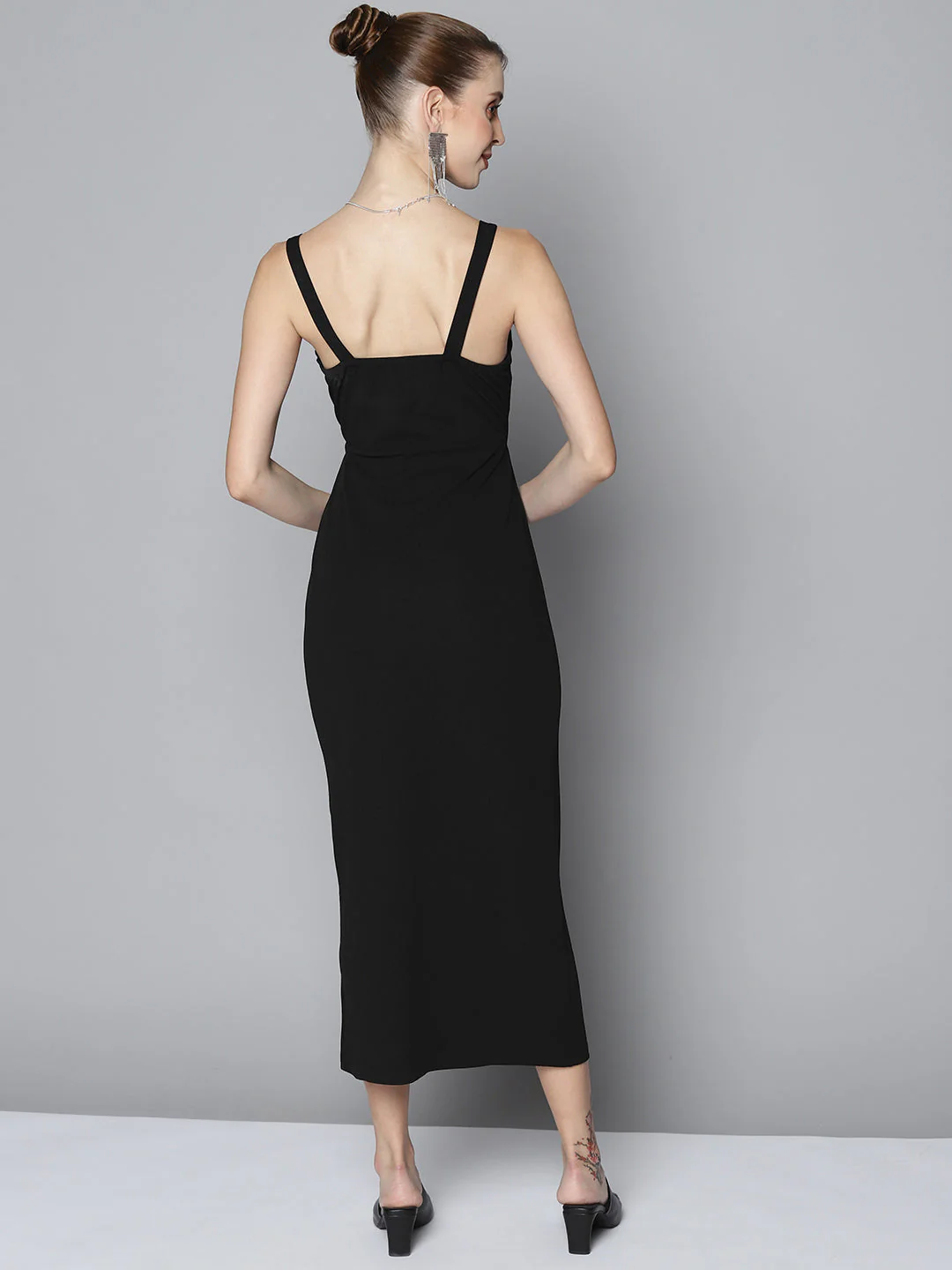 Women Black Waist Cut Out Bodycon Dress - Image 4