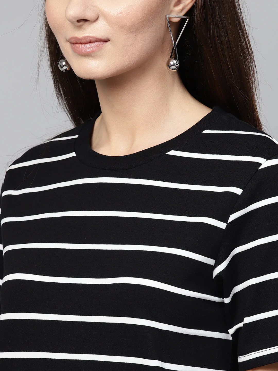 Women Black White Stripe Shift Dress - Image 5
