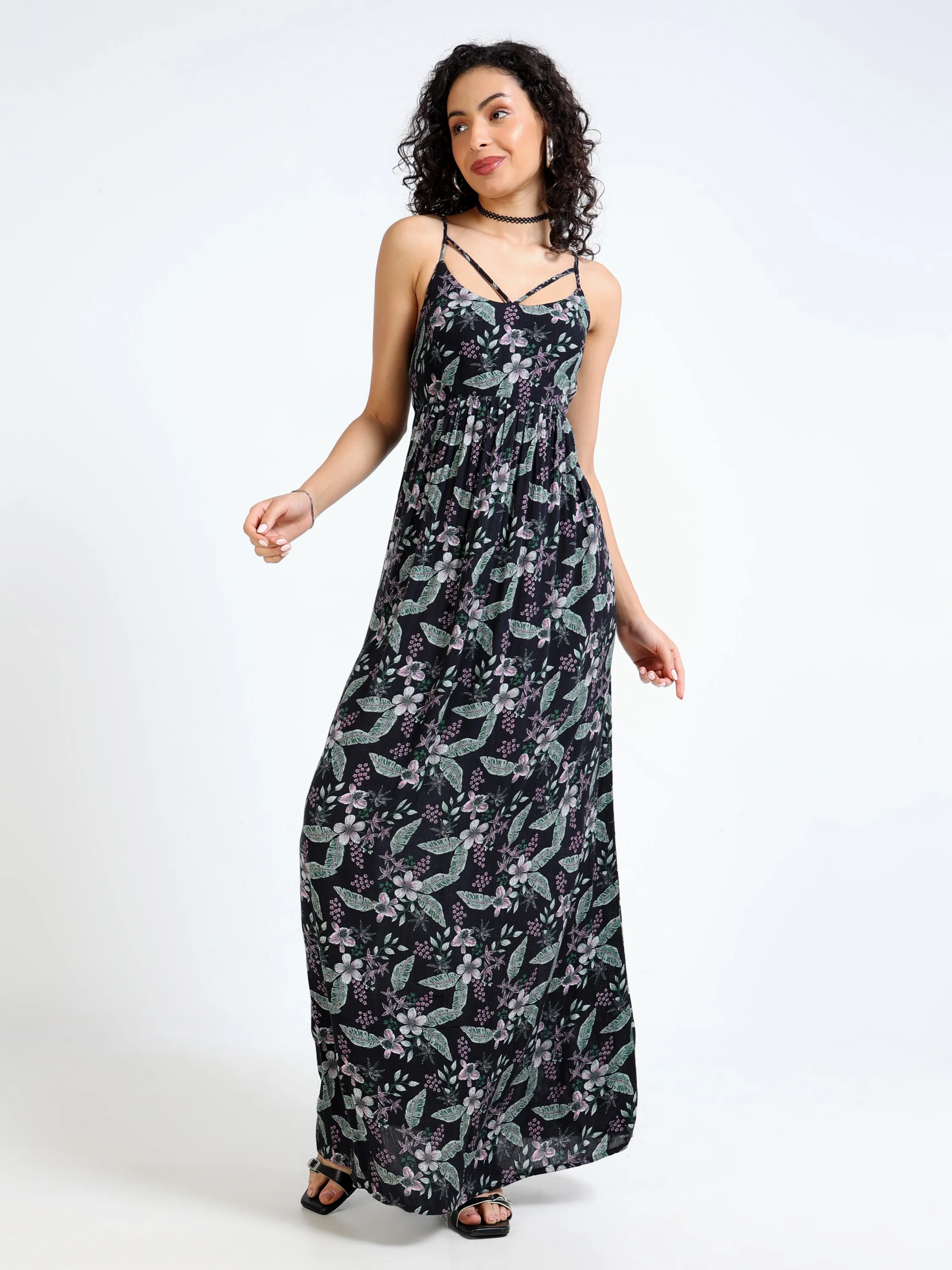 Women Tropical Print Maxi Dress - Image 4
