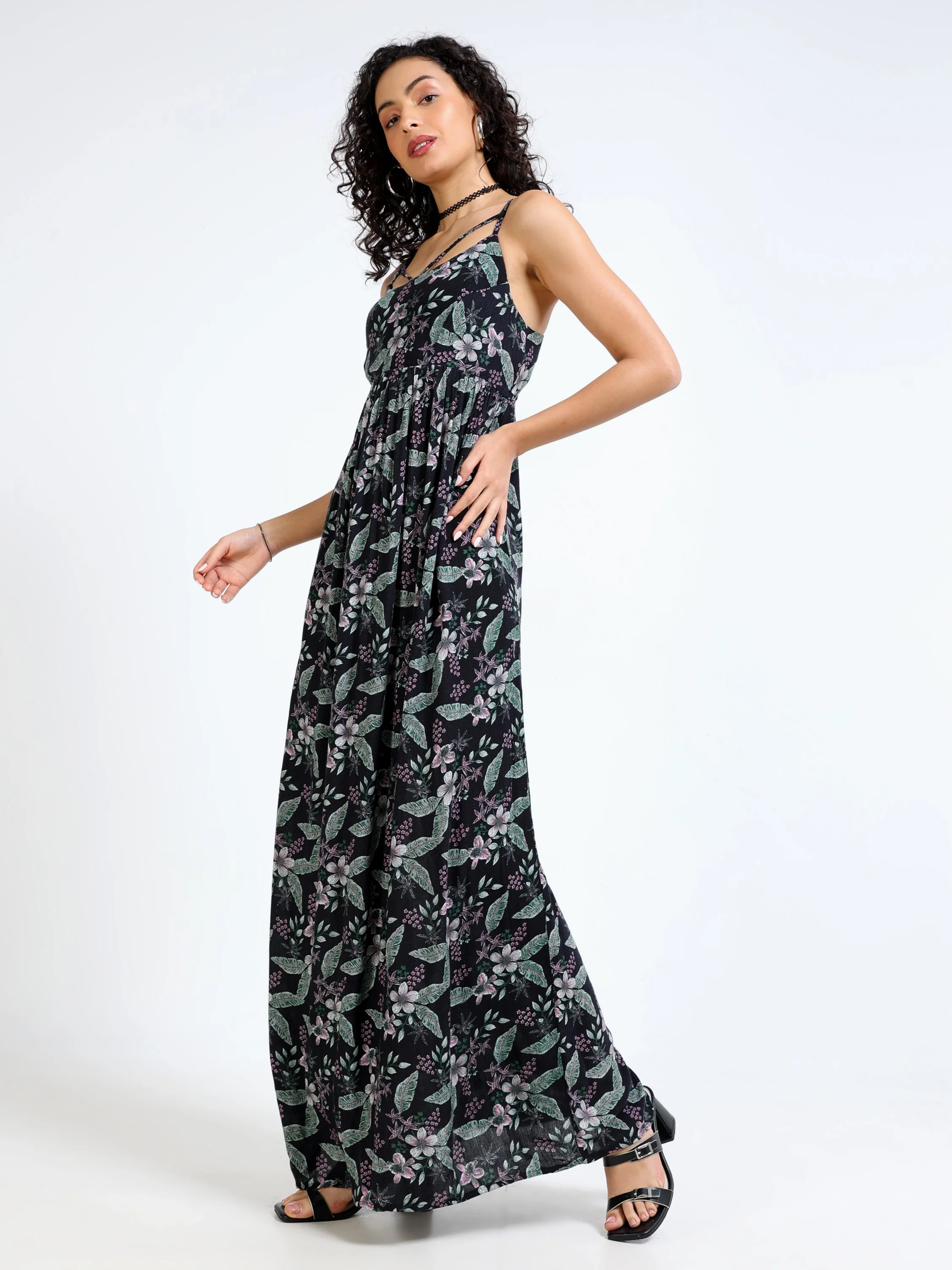 Women Tropical Print Maxi Dress - Image 5