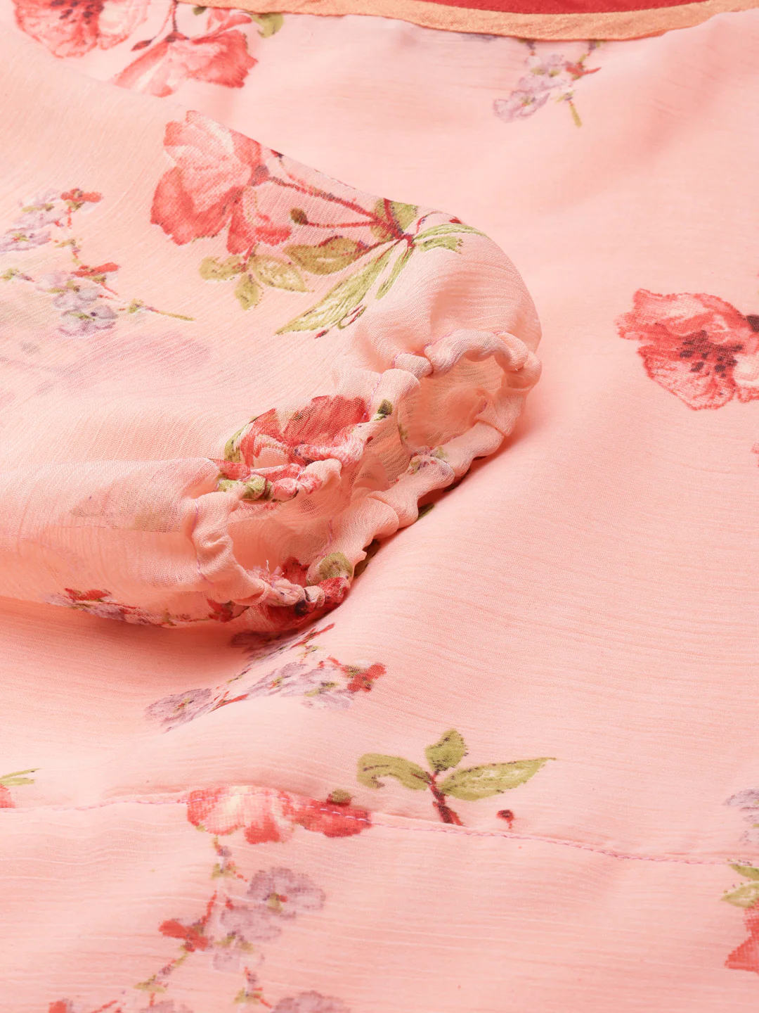 Women Bloom Peach Chiffon Dress - Image 7
