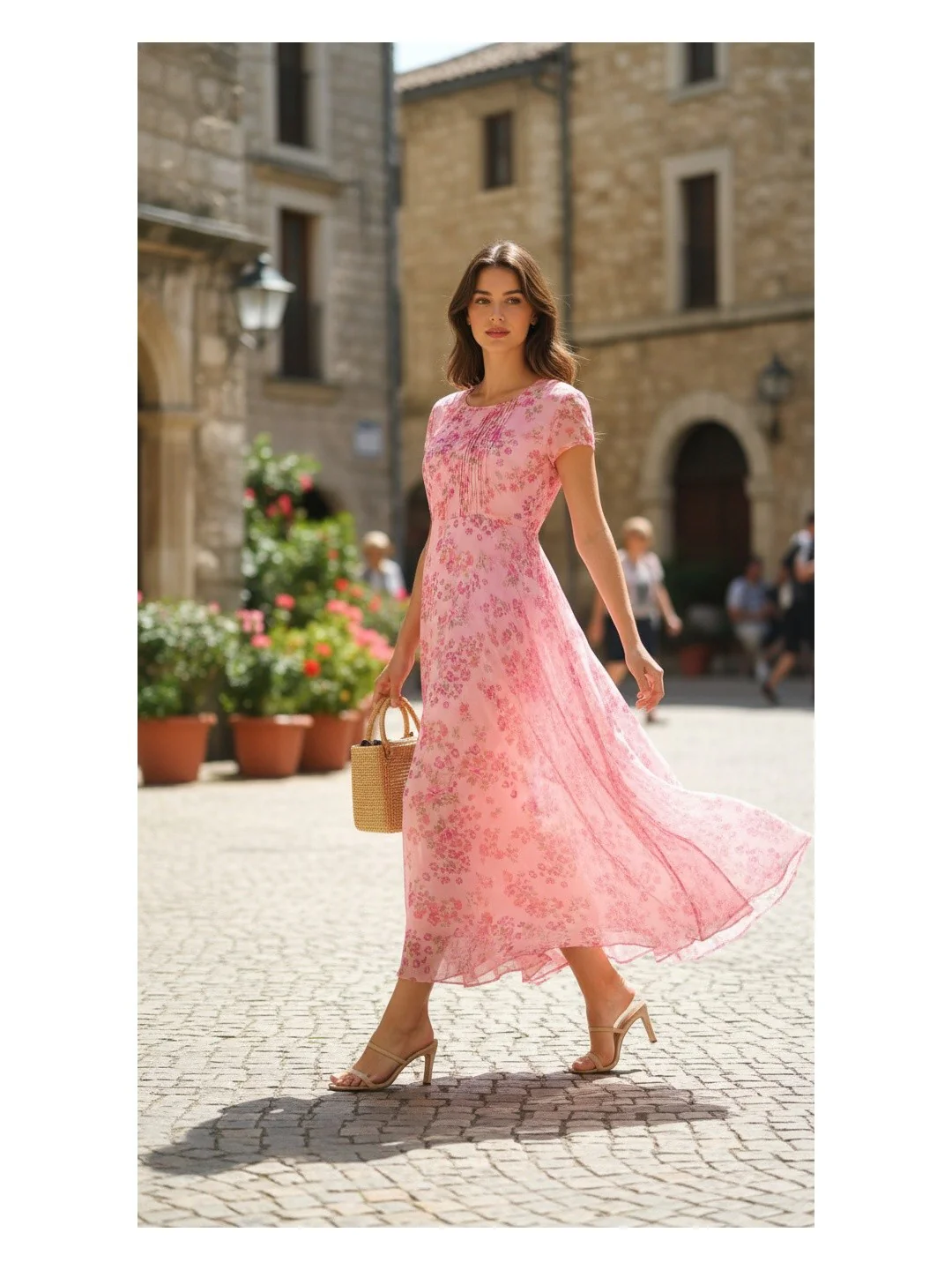 Women Bloom Pink Chiffon Dress - Image 4