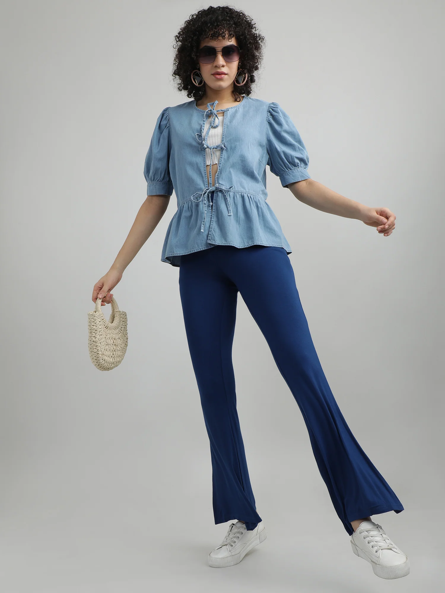 Women Blue Ankle Length Lounge Pants - Image 2