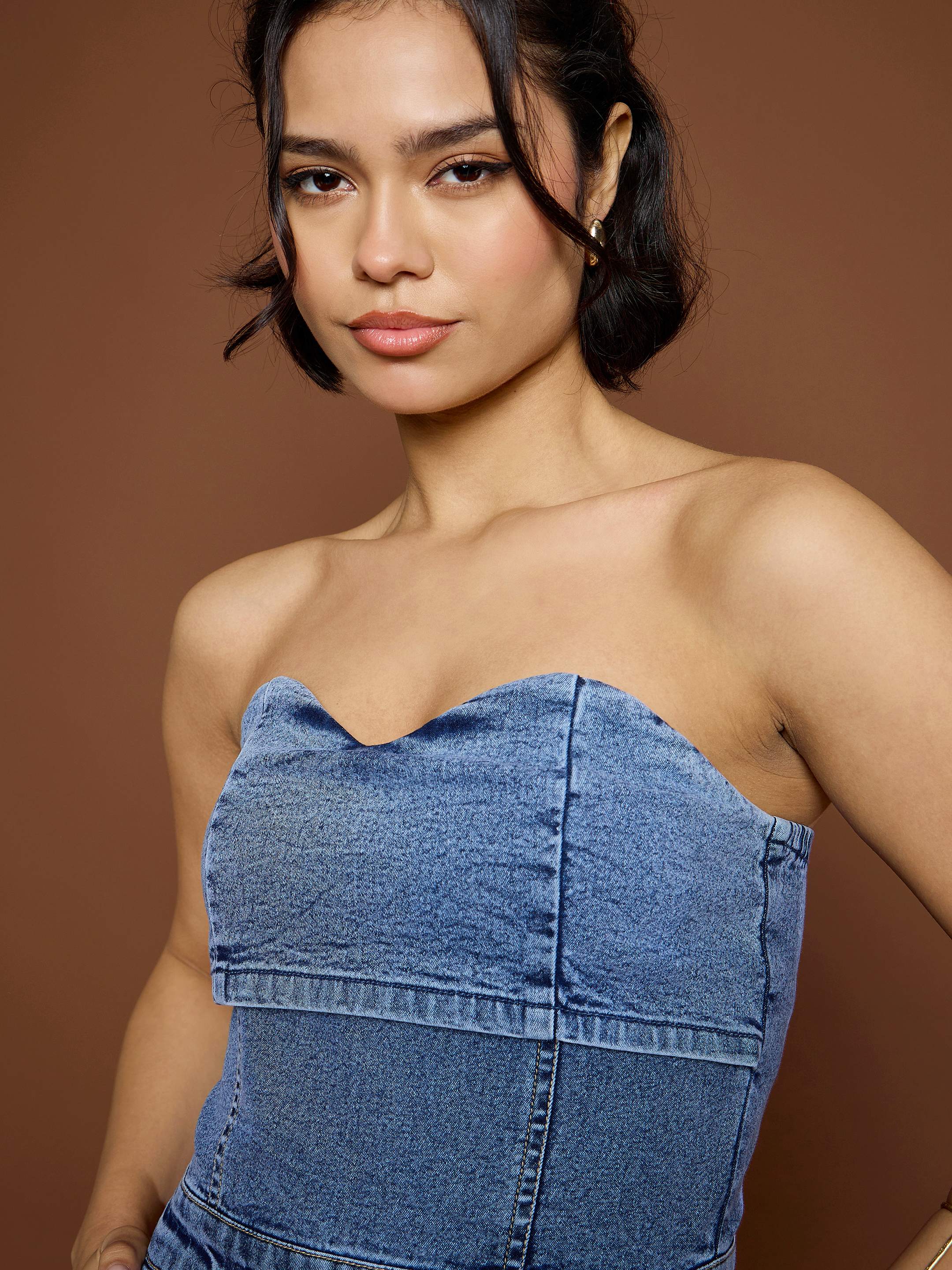 Women Blue Blast Denim Off Shoulder Jumpsuit - Image 4