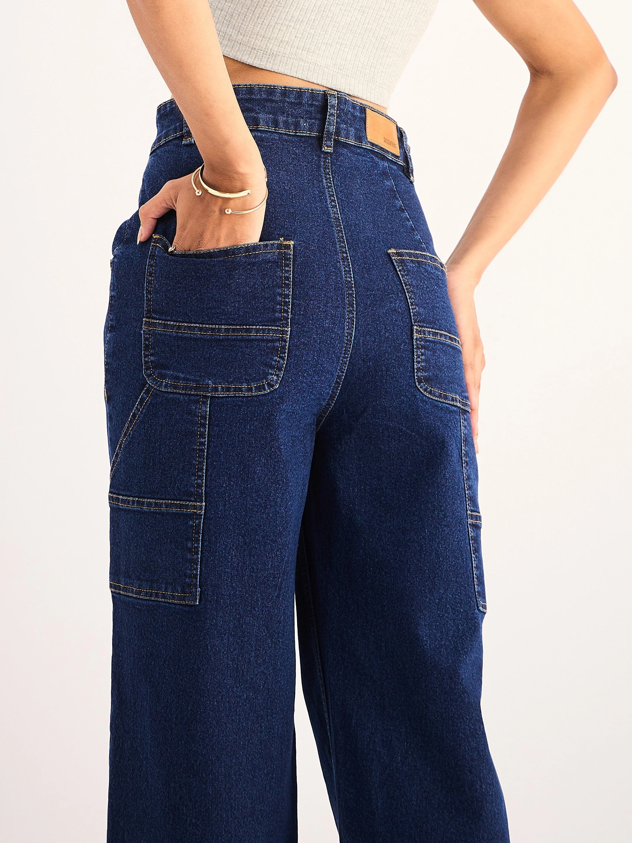 Women Blue Blast High Waist Back Pocket Jeans - Image 2