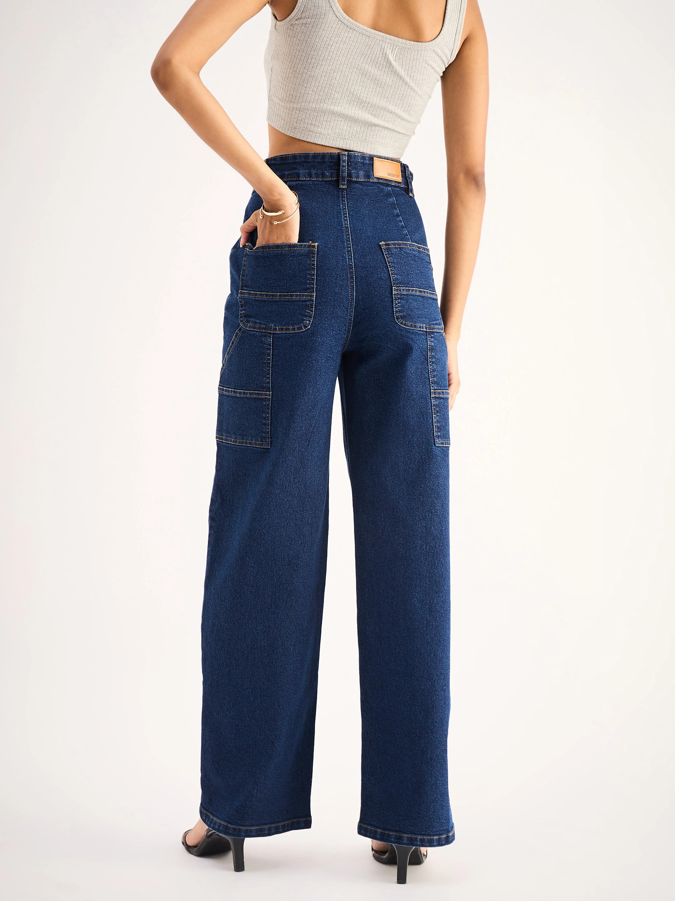 Women Blue Blast High Waist Back Pocket Jeans - Image 5