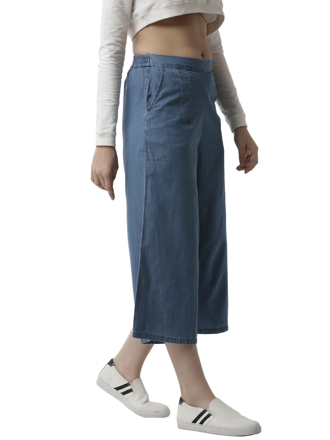 Women Blue Casual Culottes - Image 2