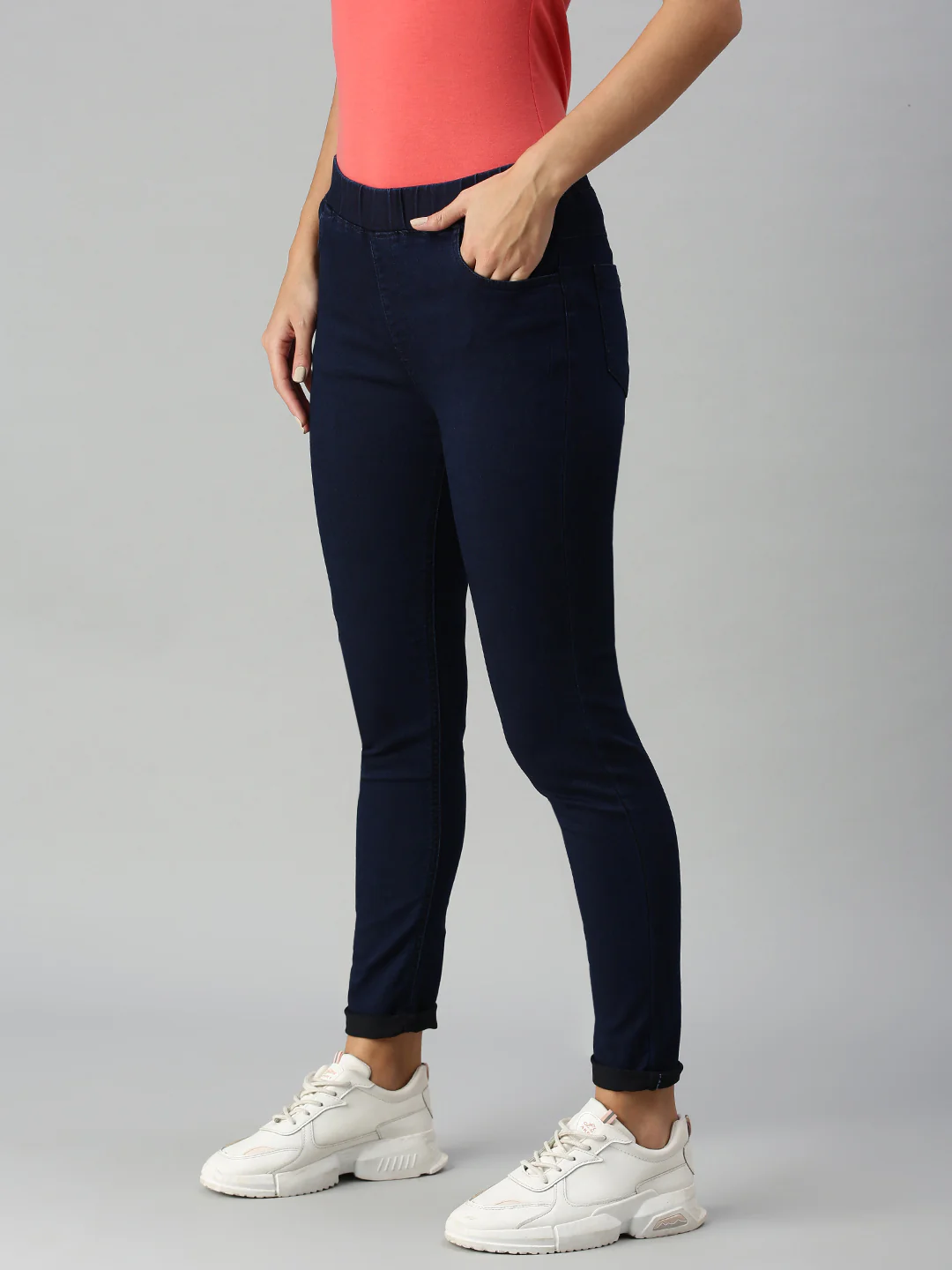 Women Blue Casual Legging - Image 2
