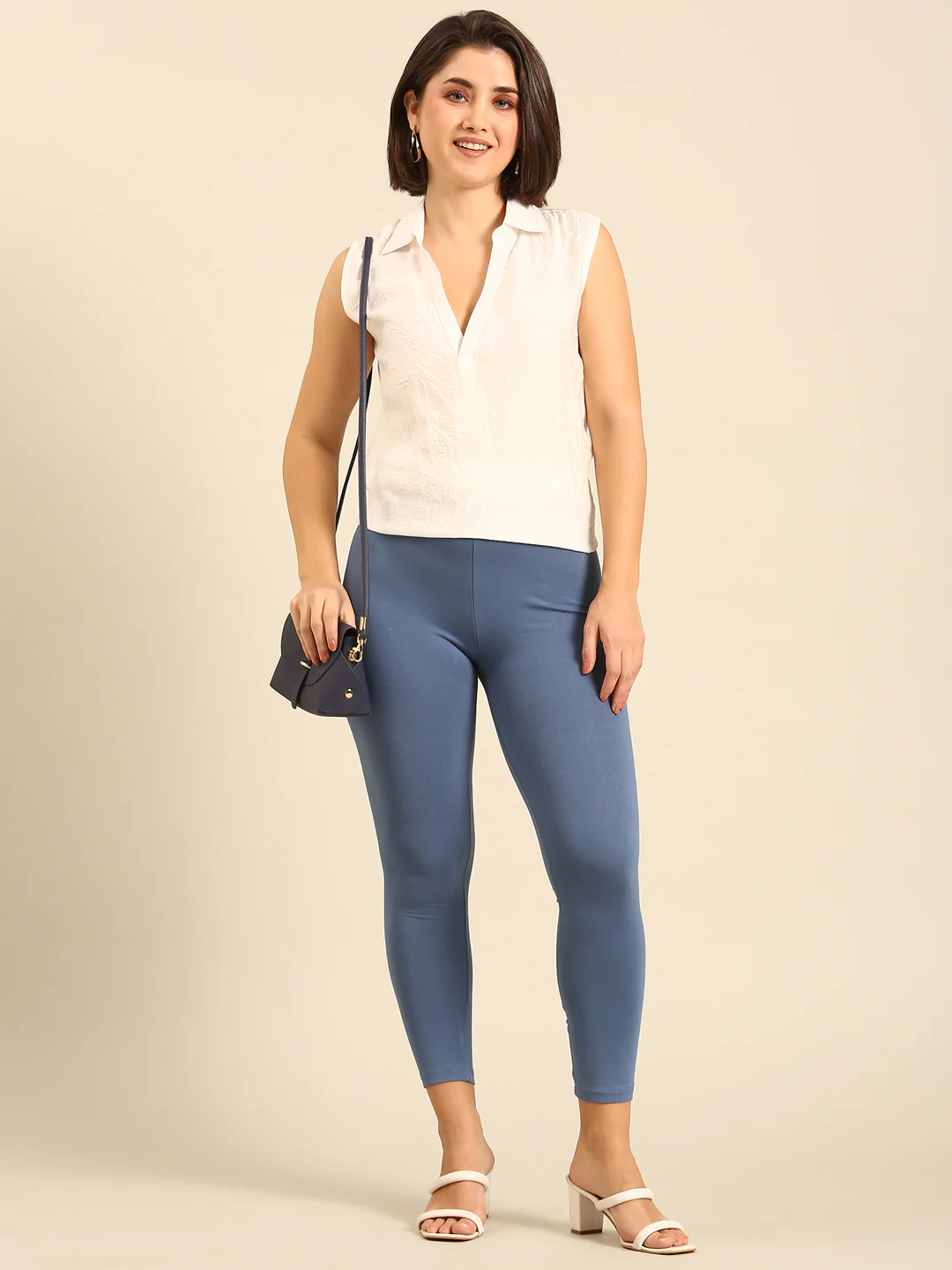 Women Blue Casual Leggings - Image 5