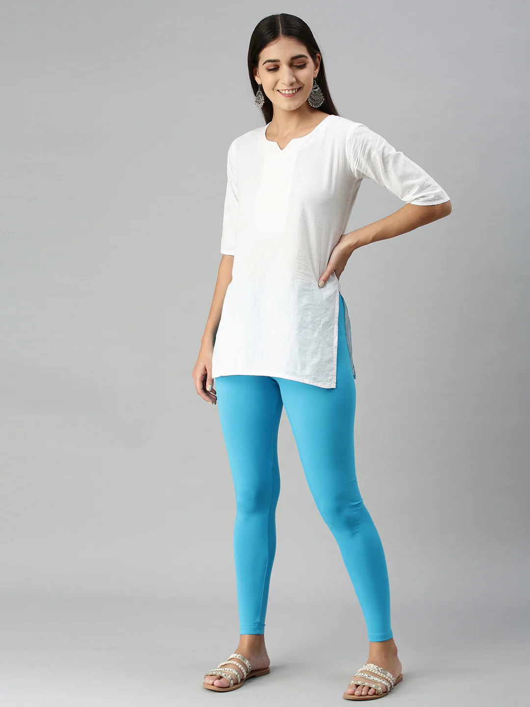 Women Blue Casual Leggings - Image 2