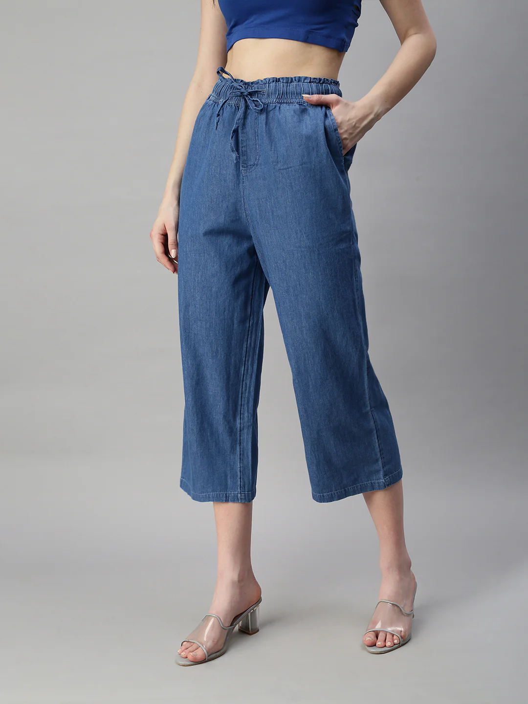 Women Blue Casual Palazzo - Image 2