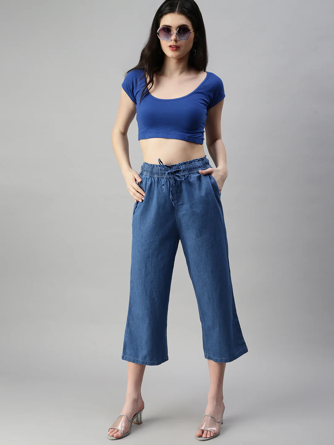 Women Blue Casual Palazzo - Image 4