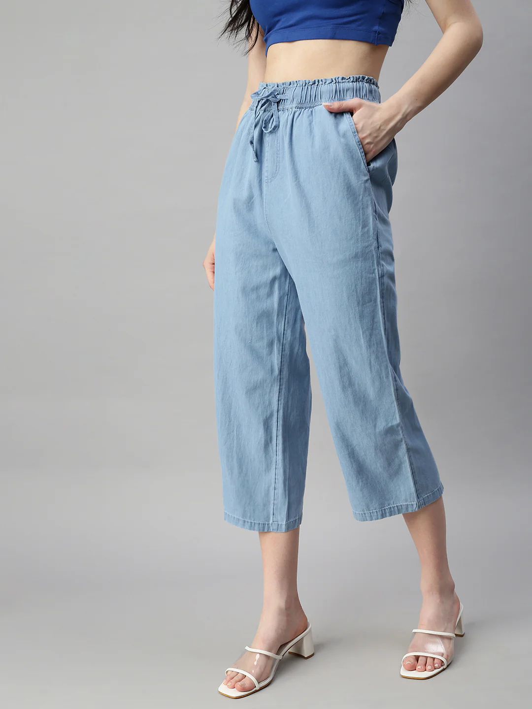 Women Blue Casual Palazzo - Image 2
