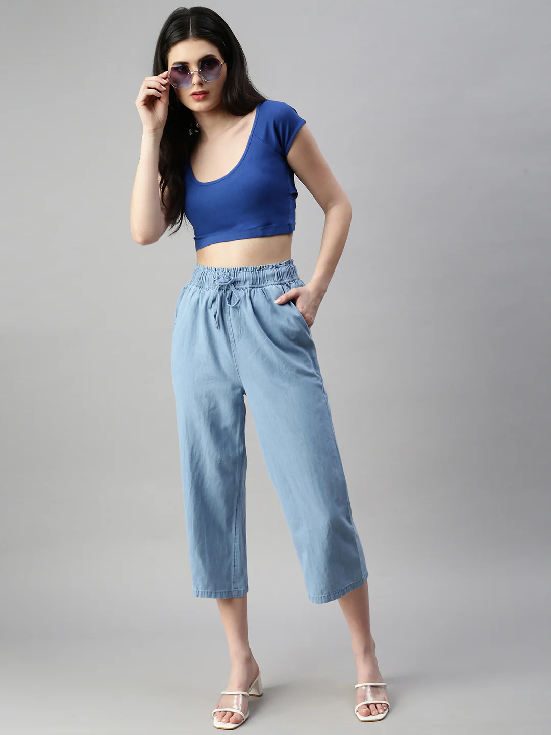 Women Blue Casual Palazzo - Image 4