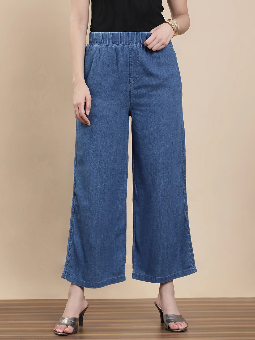 Women Blue Casual Palazzo - Image 3