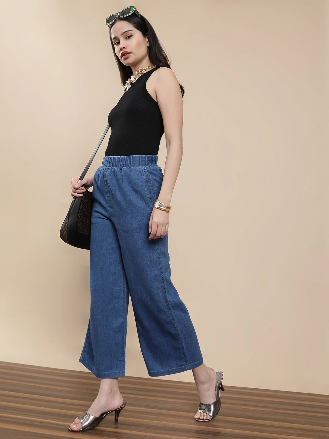 Women Blue Casual Palazzo - Image 5