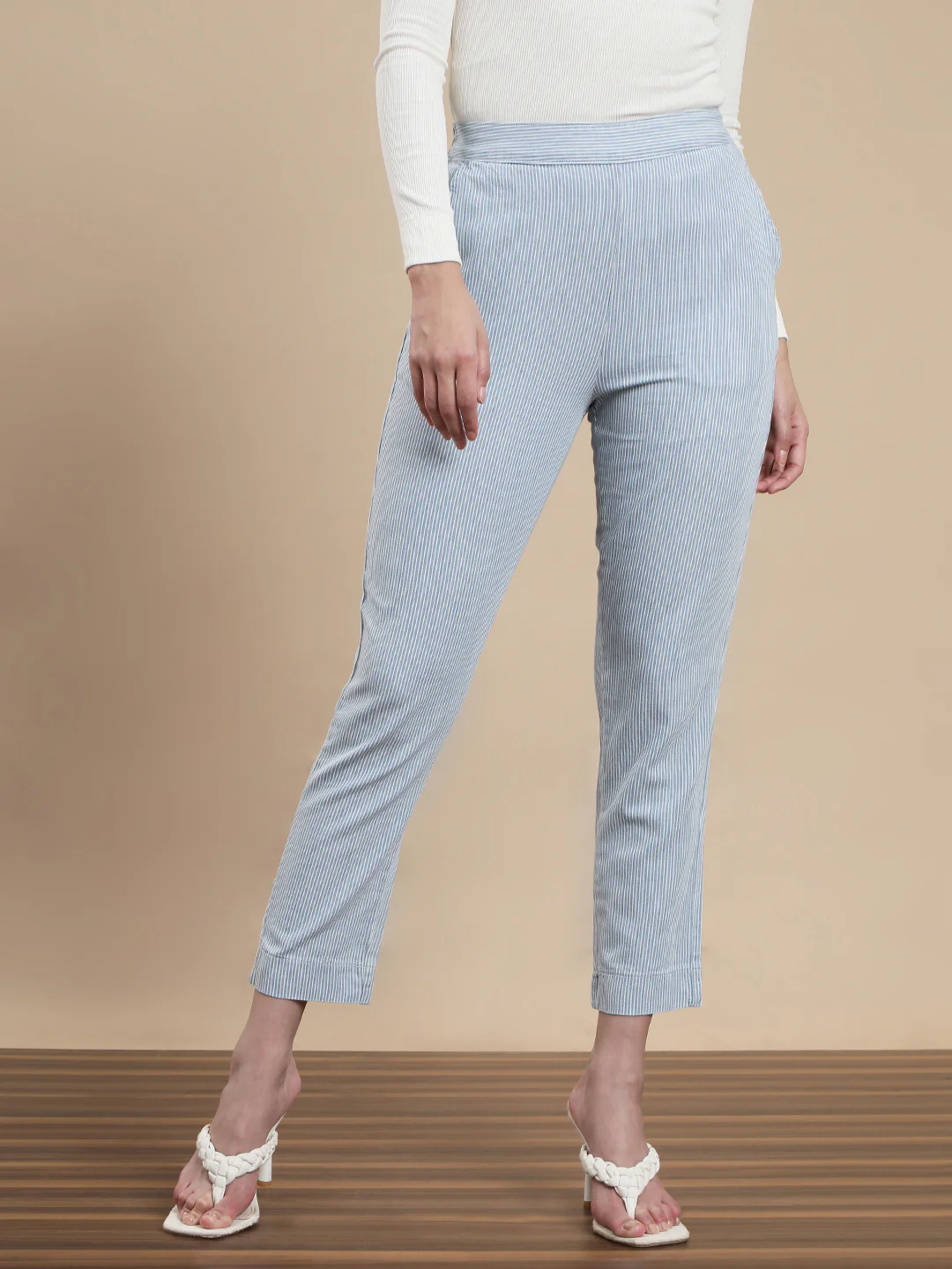 Women Blue Casual Pants - Image 3