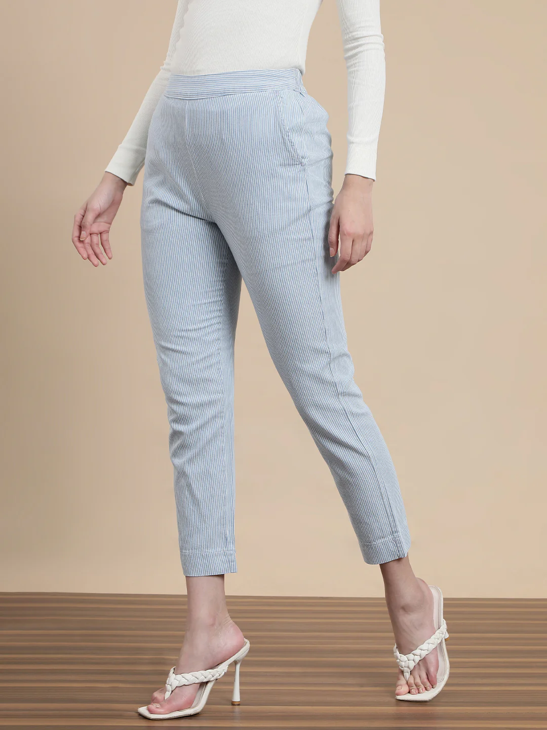 Women Blue Casual Pants - Image 4