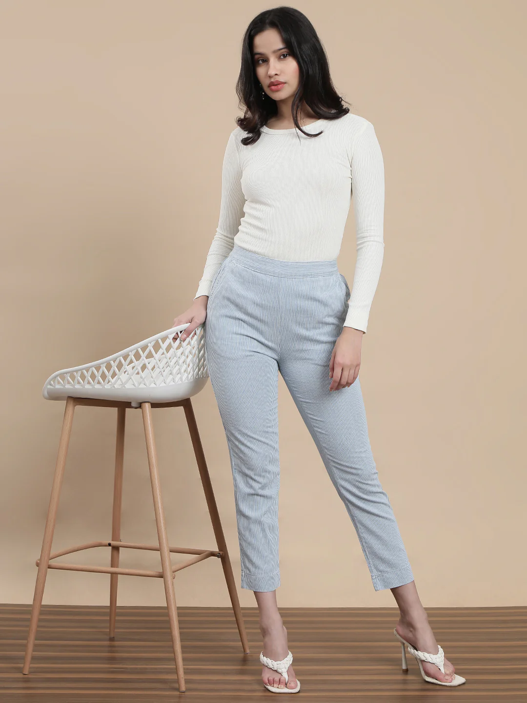 Women Blue Casual Pants - Image 5
