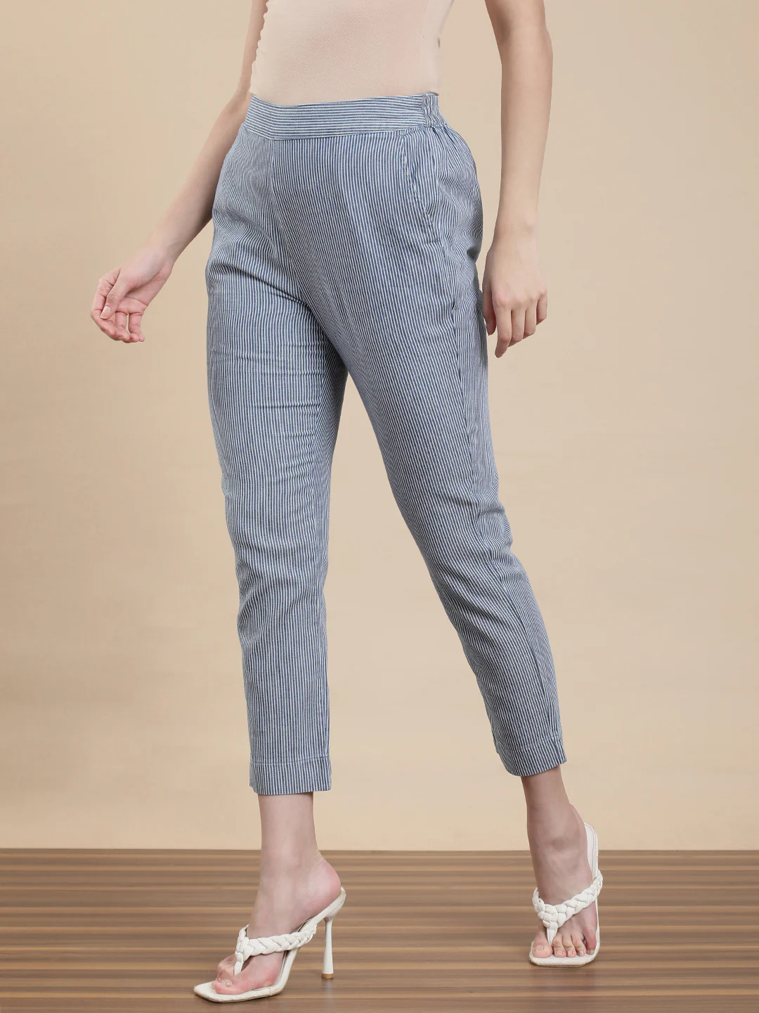 Women Blue Casual Pants - Image 4