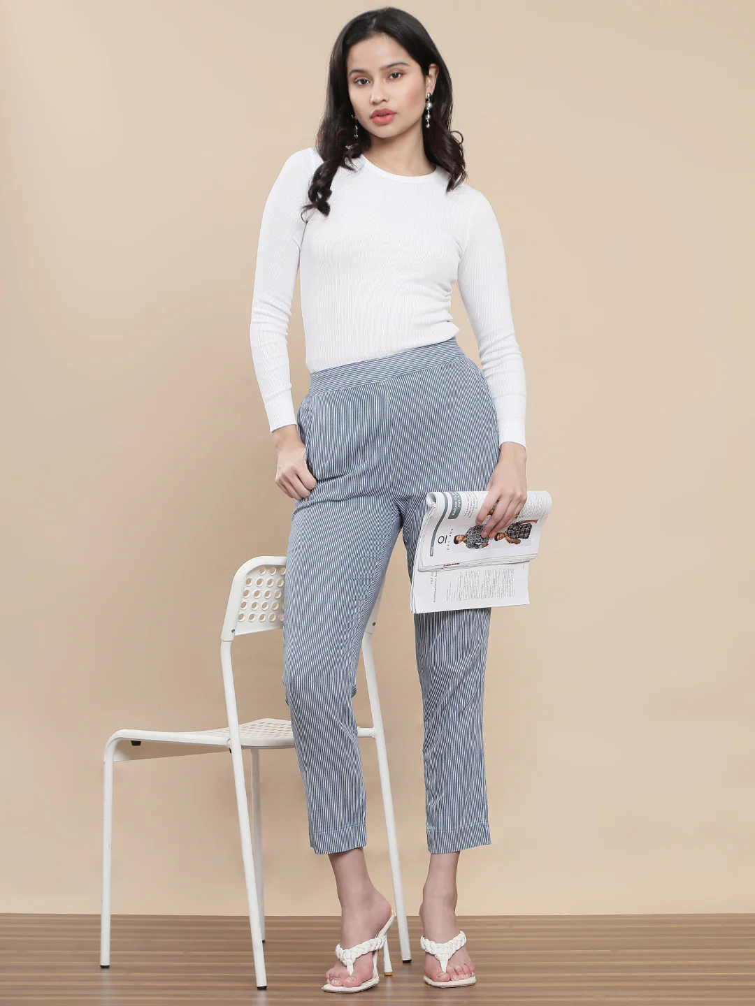Women Blue Casual Pants - Image 5
