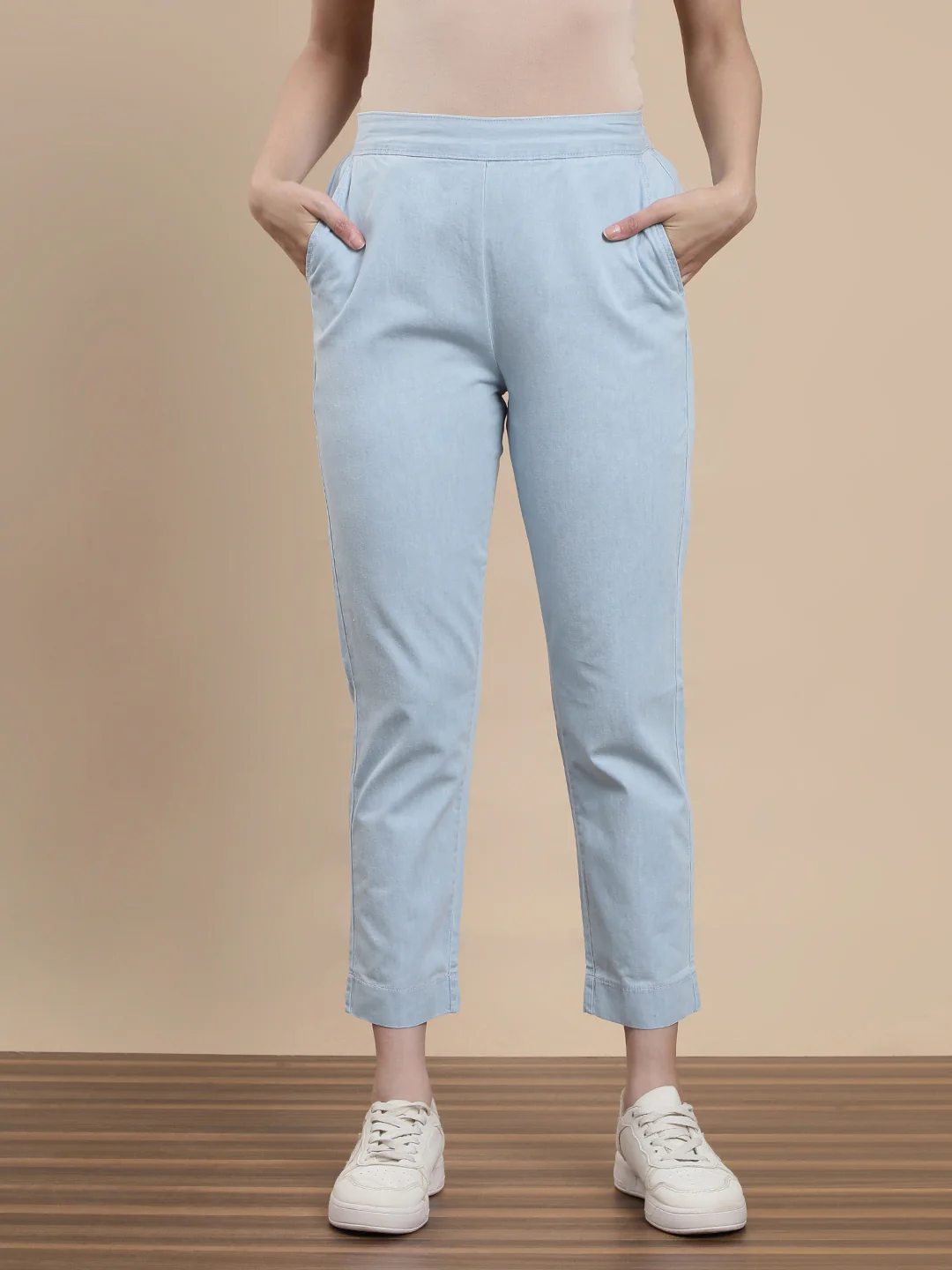 Women Blue Casual Pants - Image 3