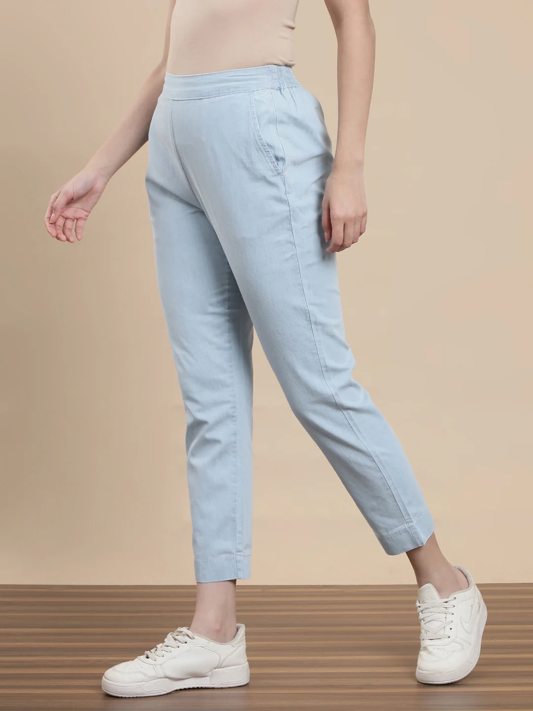 Women Blue Casual Pants - Image 4