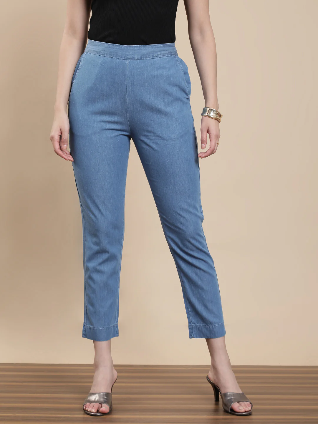 Women Blue Casual Pants - Image 3