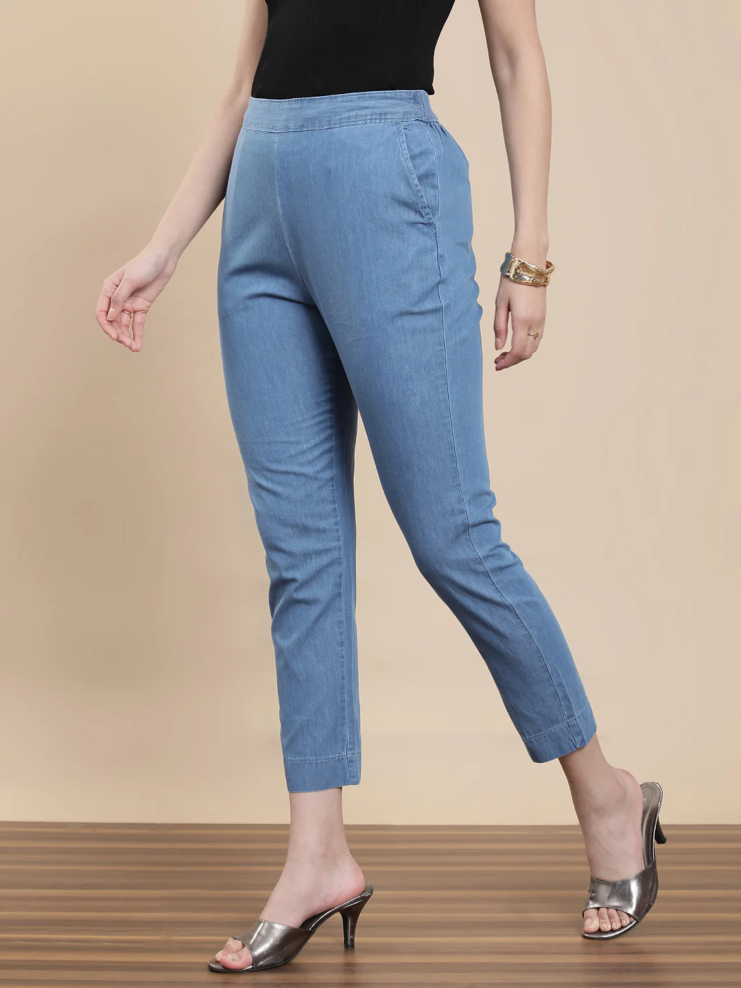 Women Blue Casual Pants - Image 4