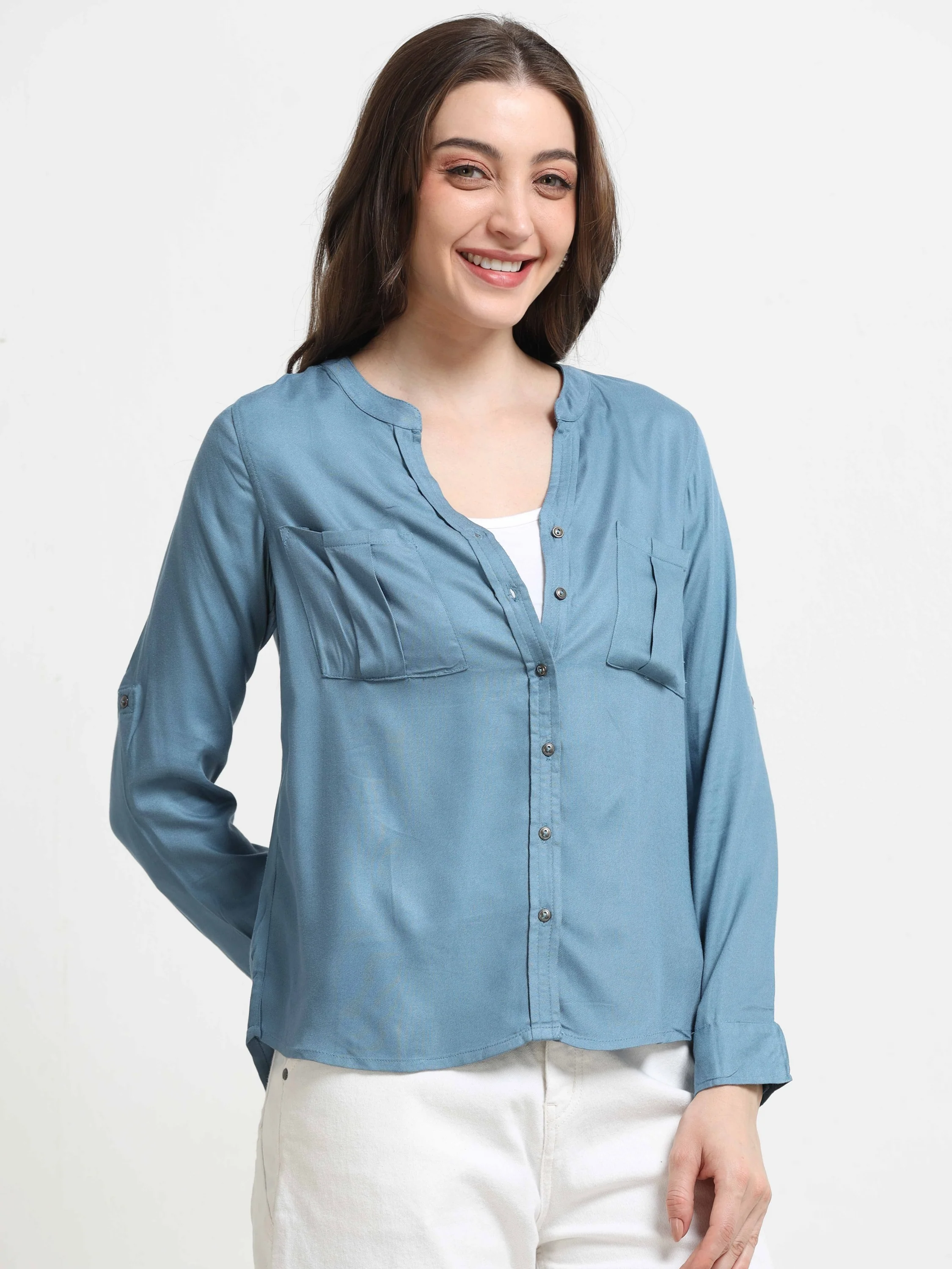 Women Blue Casual Shirt - Image 2