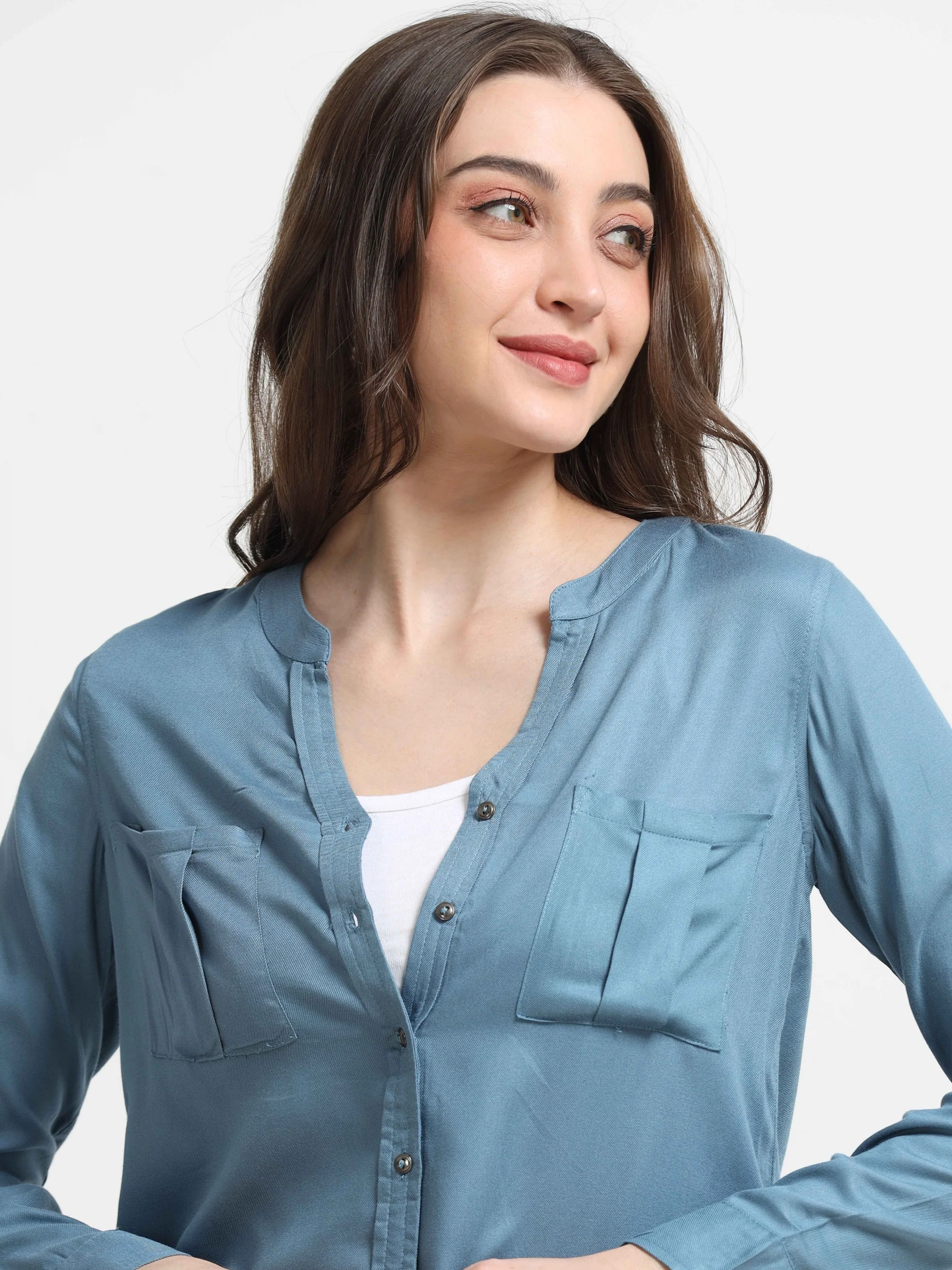 Women Blue Casual Shirt - Image 3