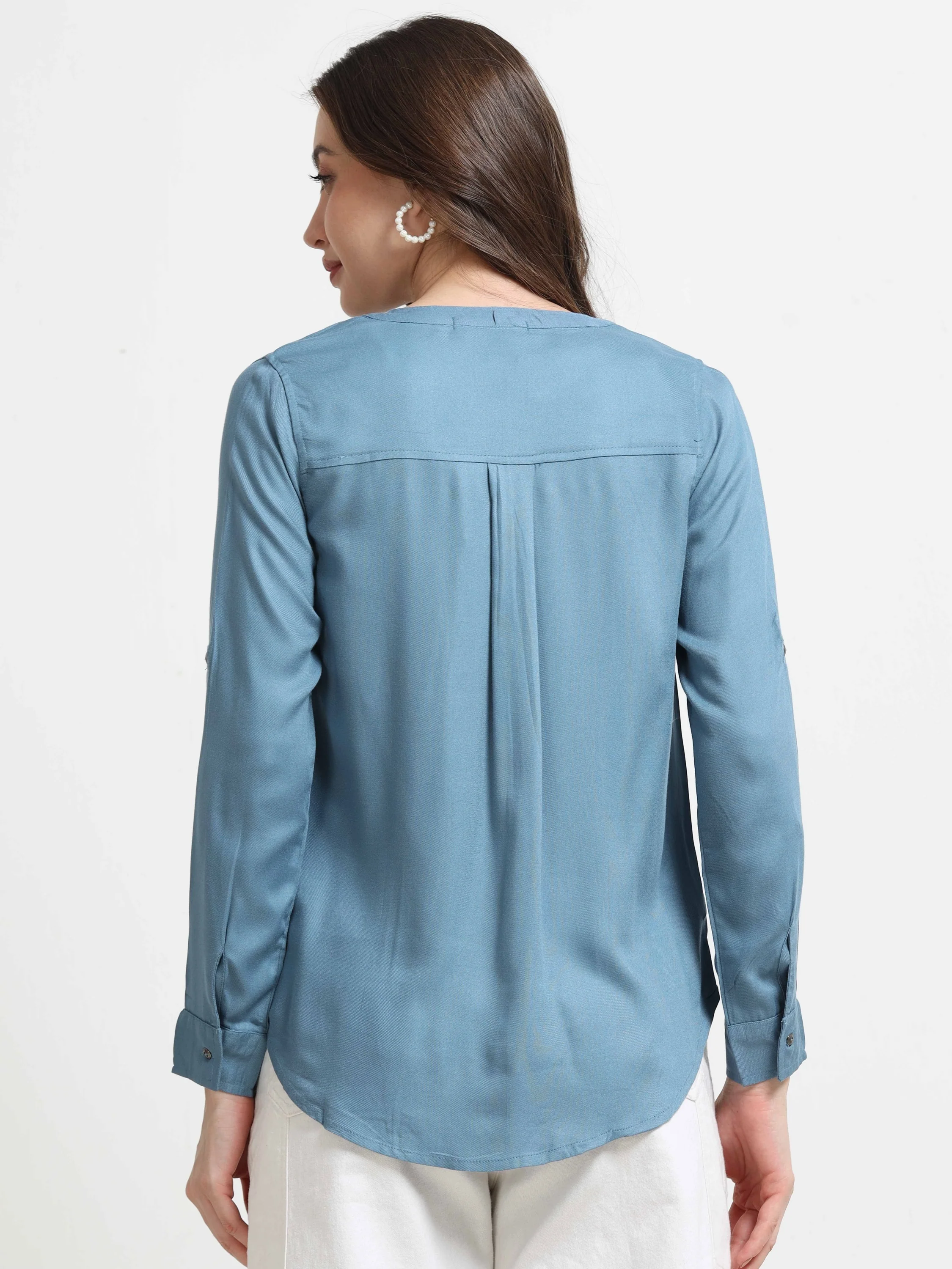 Women Blue Casual Shirt - Image 4