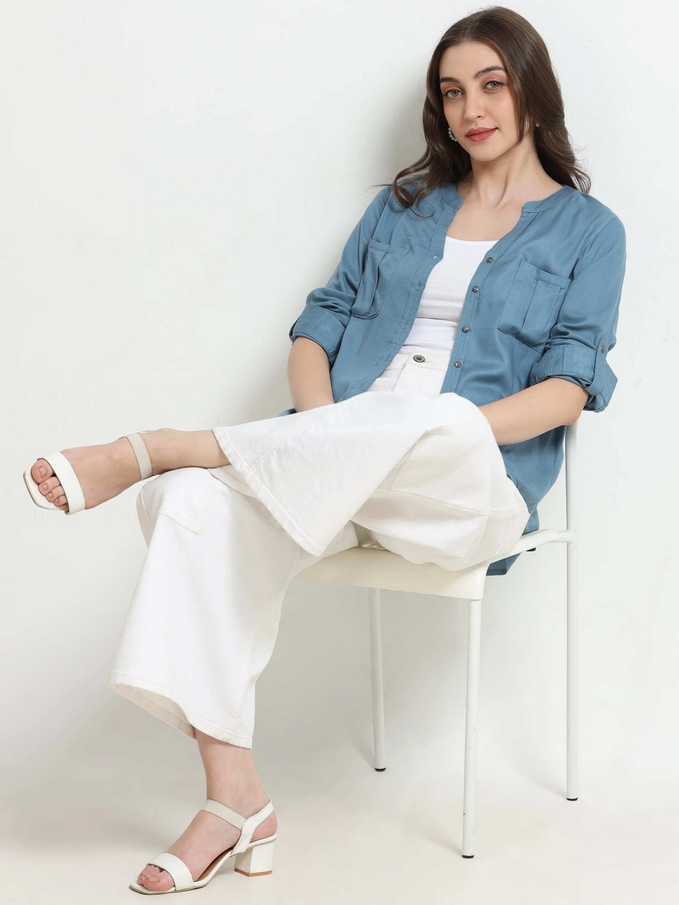 Women Blue Casual Shirt - Image 5