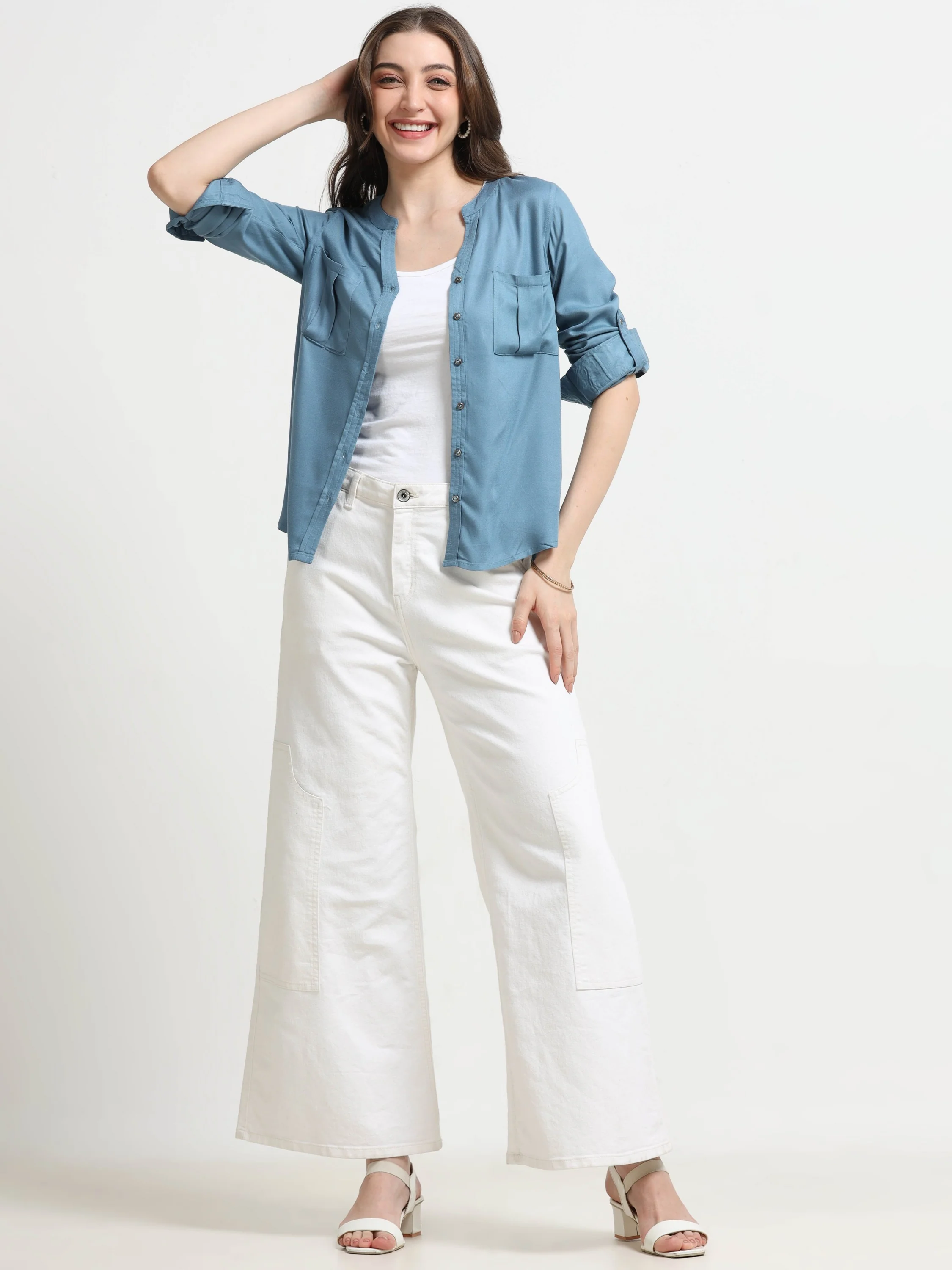 Women Blue Casual Shirt - Image 6