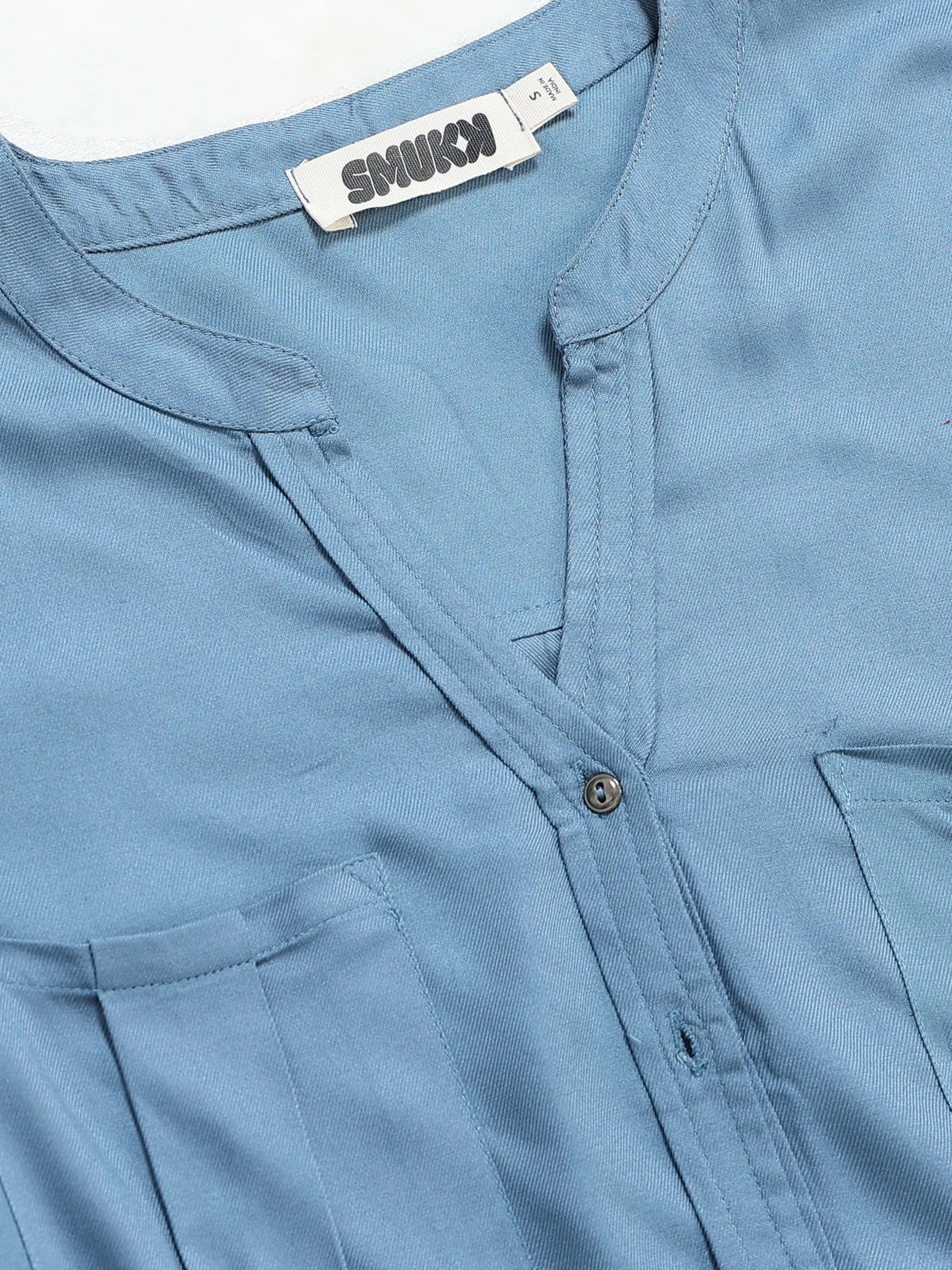 Women Blue Casual Shirt - Image 7