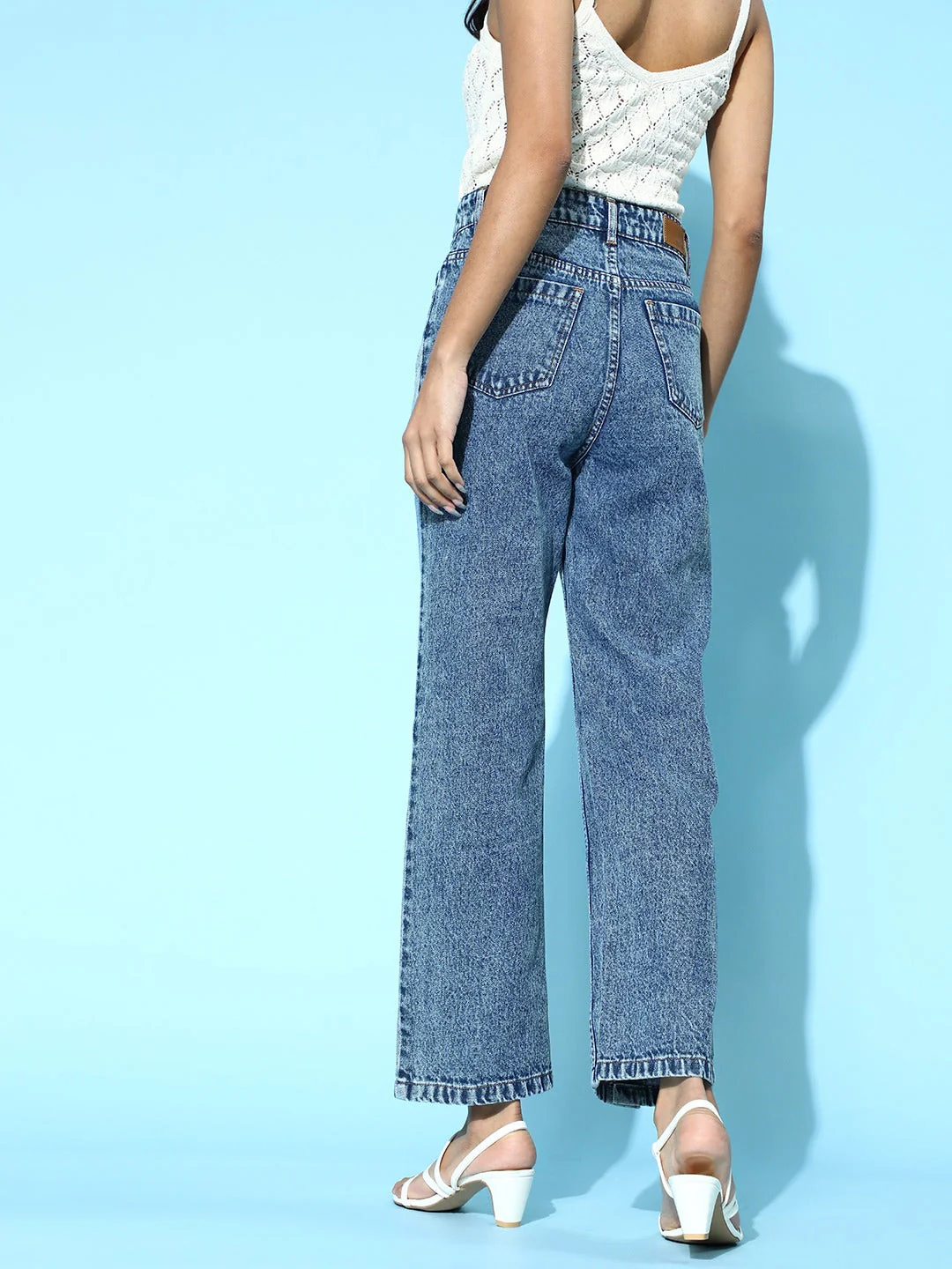 Women Blue Colour Block Jeans - Image 4