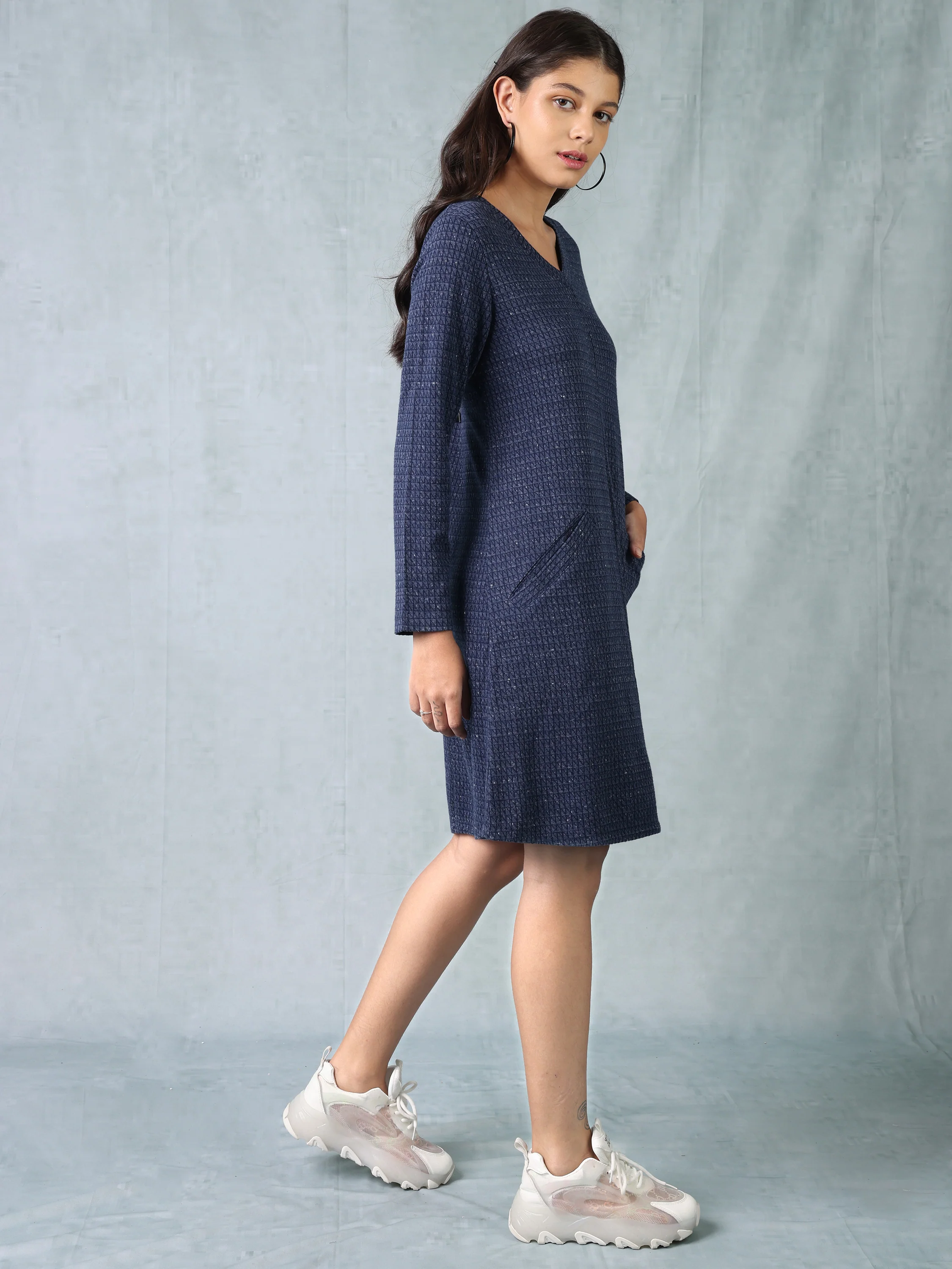 Women Blue Comfort Fit Dress - Image 6