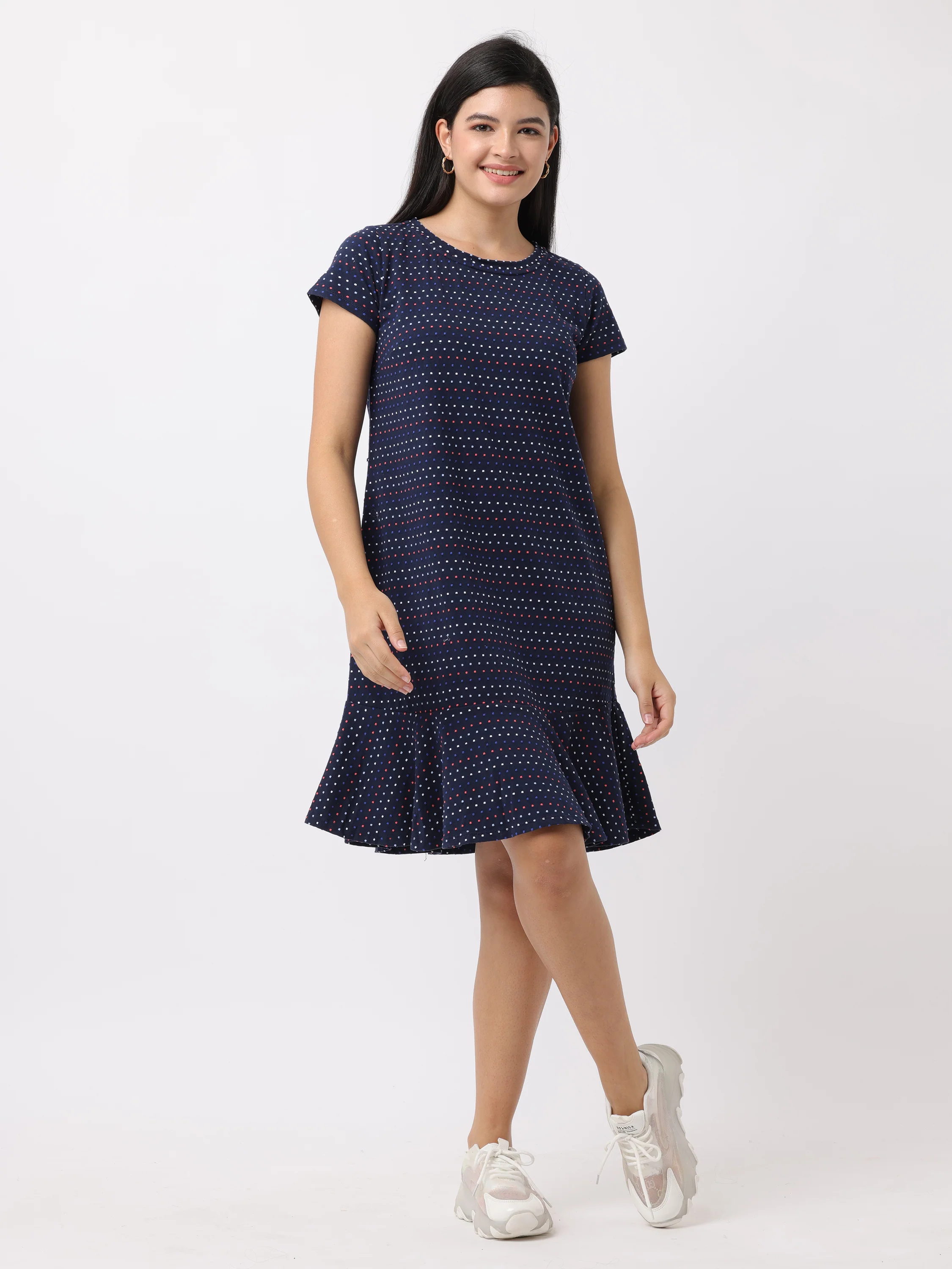 Women Blue Comfort Fit Flared Dress - Image 2