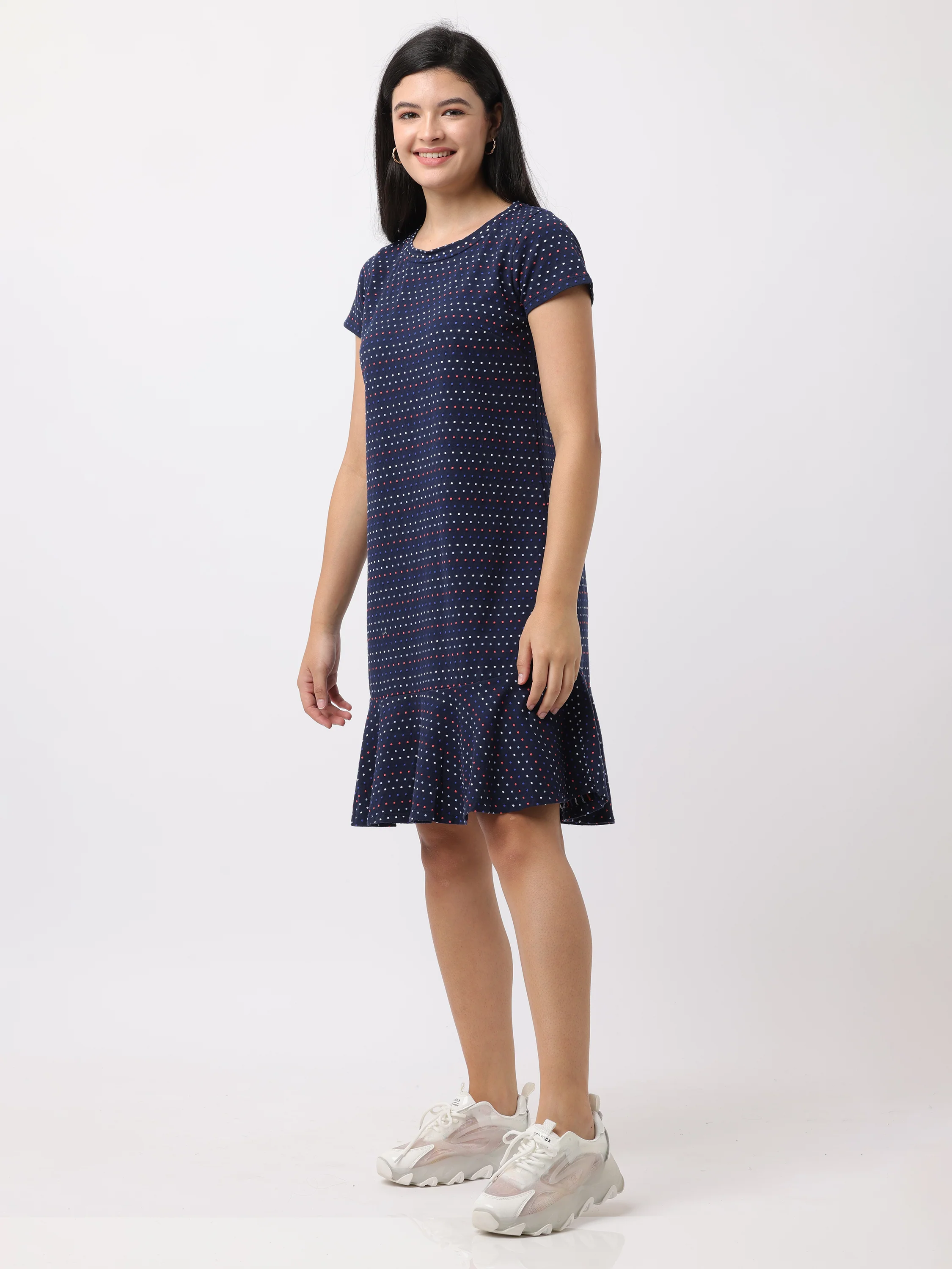Women Blue Comfort Fit Flared Dress - Image 3
