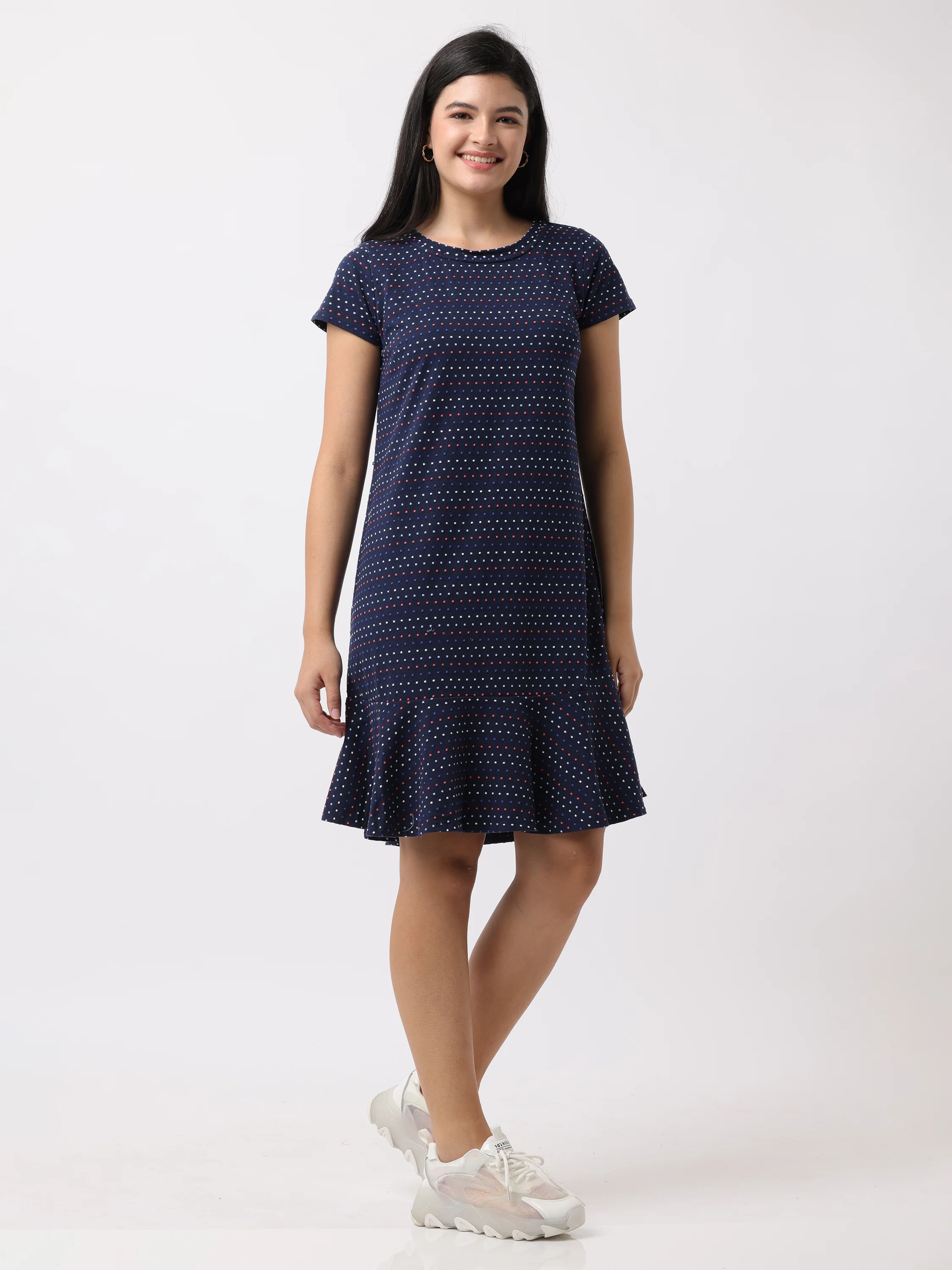 Women Blue Comfort Fit Flared Dress - Image 4