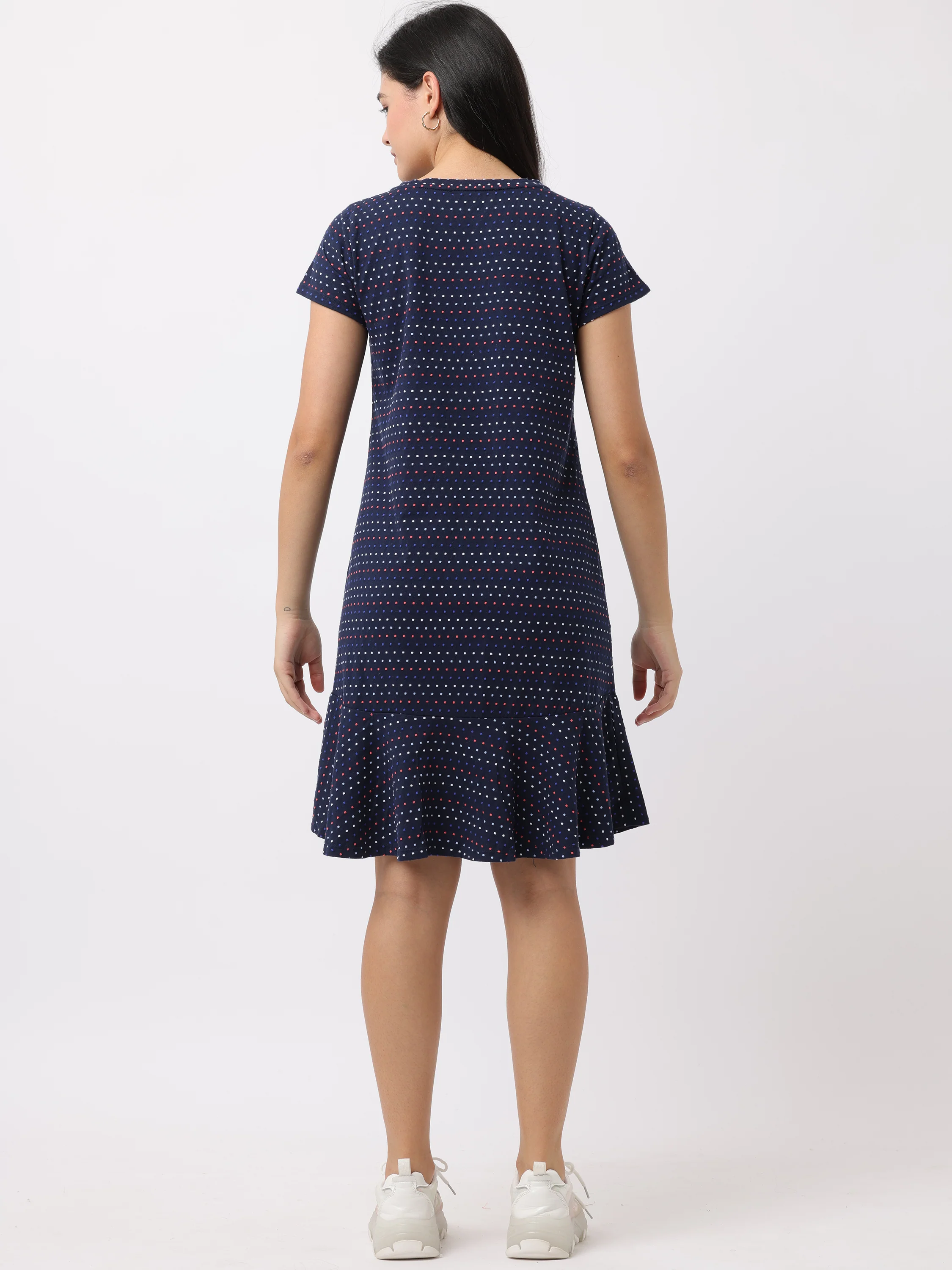 Women Blue Comfort Fit Flared Dress - Image 5