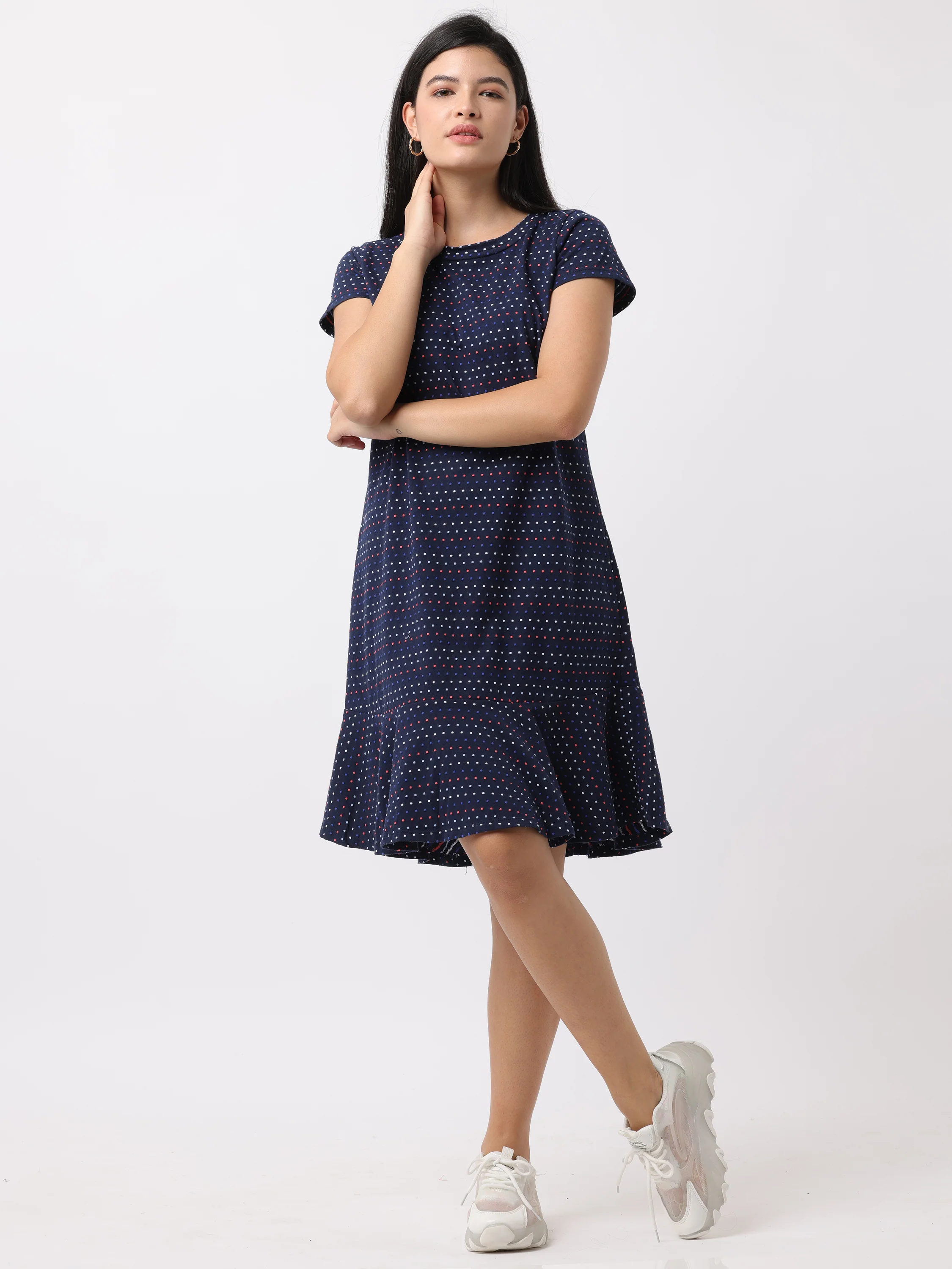Women Blue Comfort Fit Flared Dress - Image 6