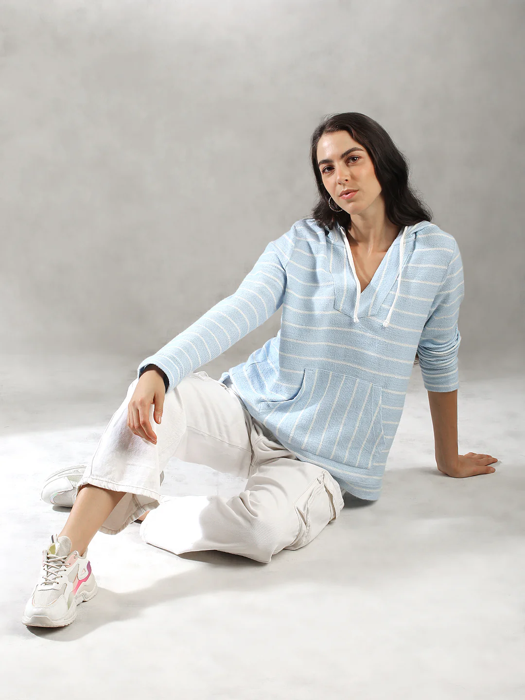 Women Blue Oversize Hoodie - Image 6