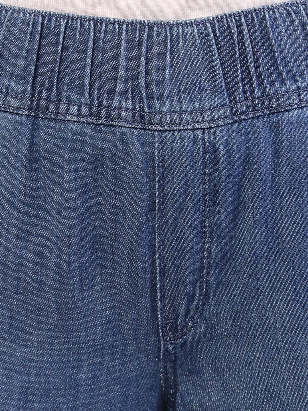Women blue cotton elastic waist trousers - Image 5