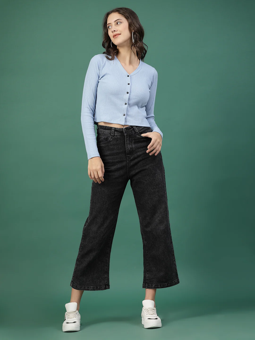 Women Blue Crop Top - Image 3